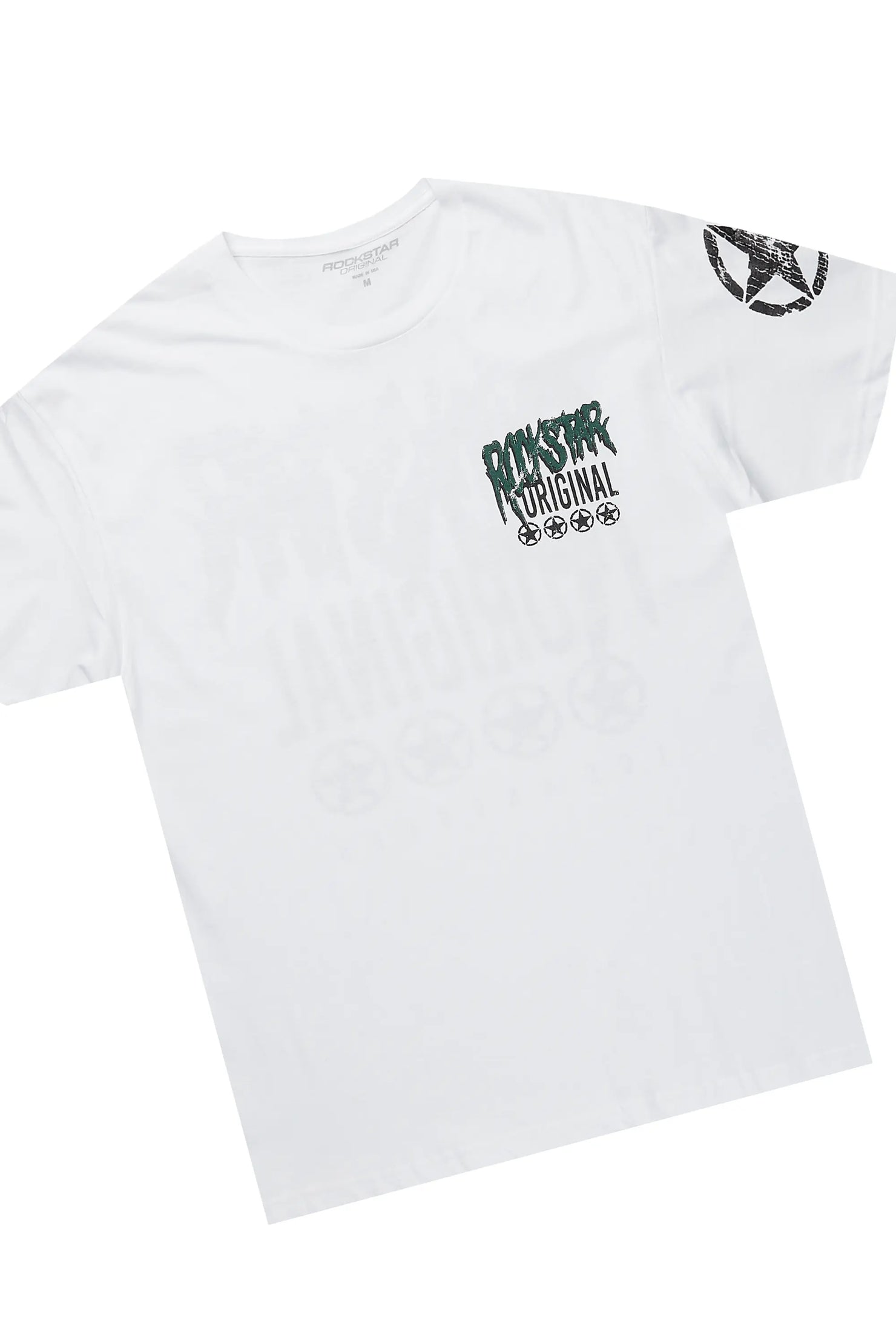 Wizzurd White/Green T-Shirt/Stacked Baggy Track Pant Set