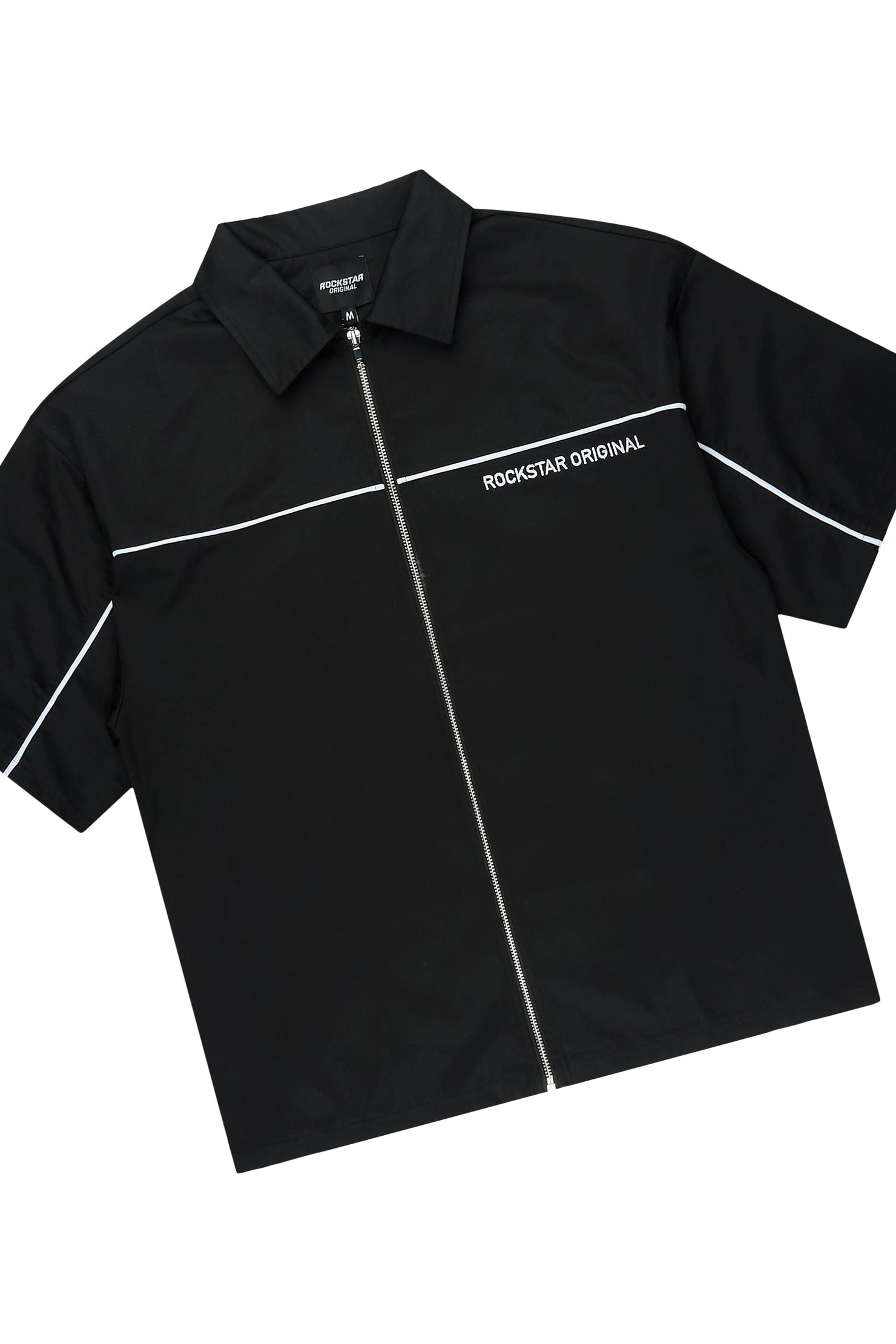Izan Black Zip Up Short Sleeve Twill Short Set