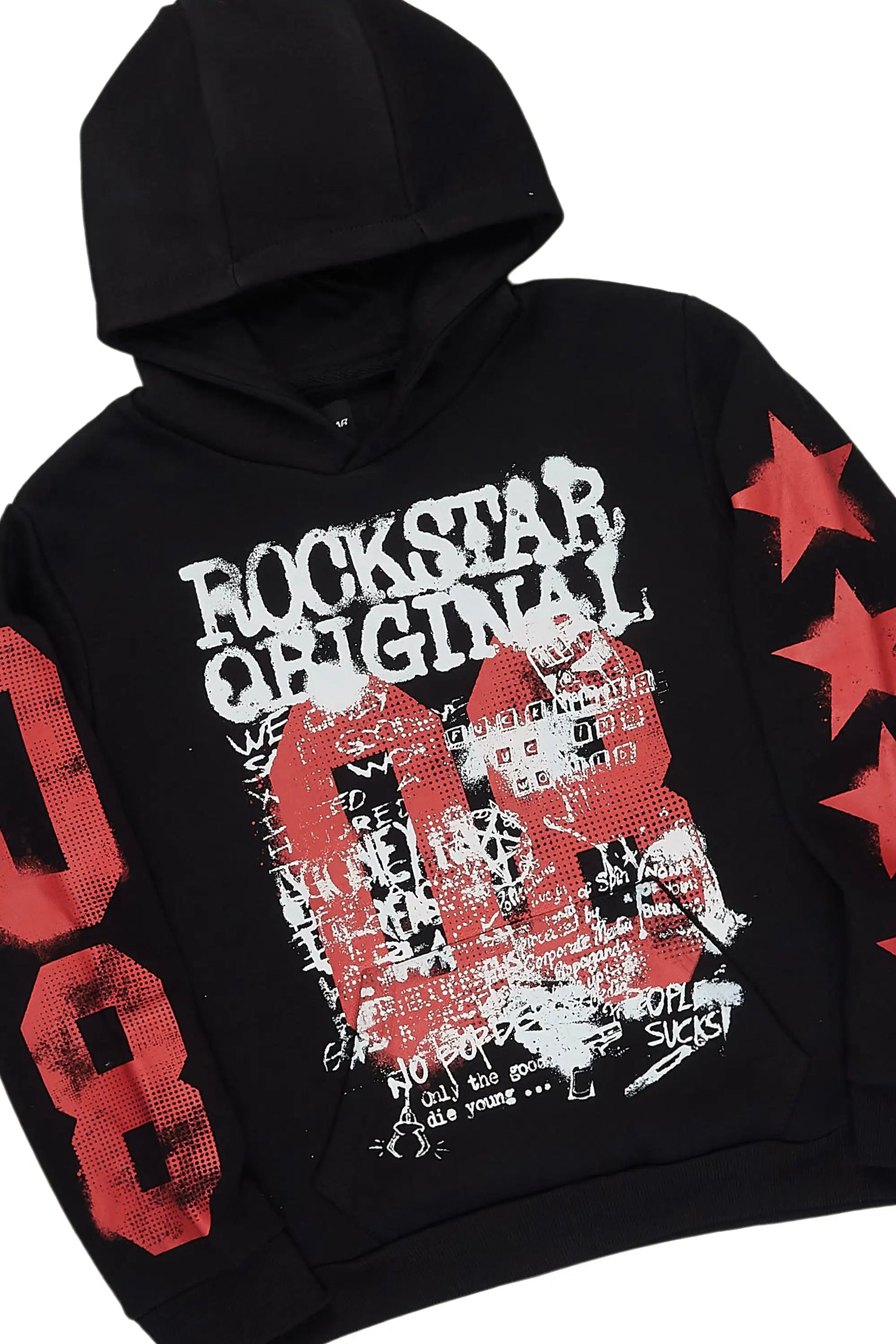 Boys Rhett Black Hoodie/Stacked Jean Set