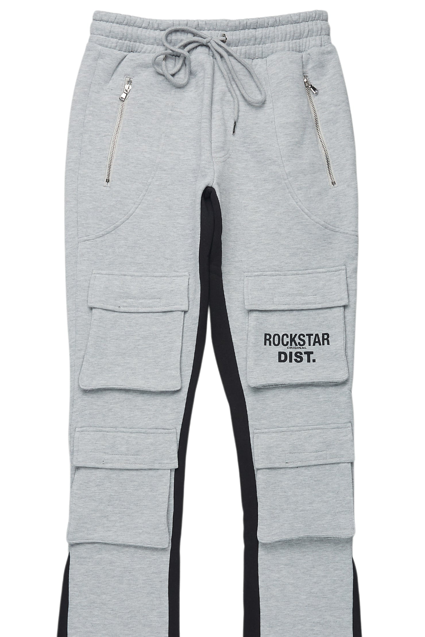 Antoon Heather Grey Stacked Flare Track Pant