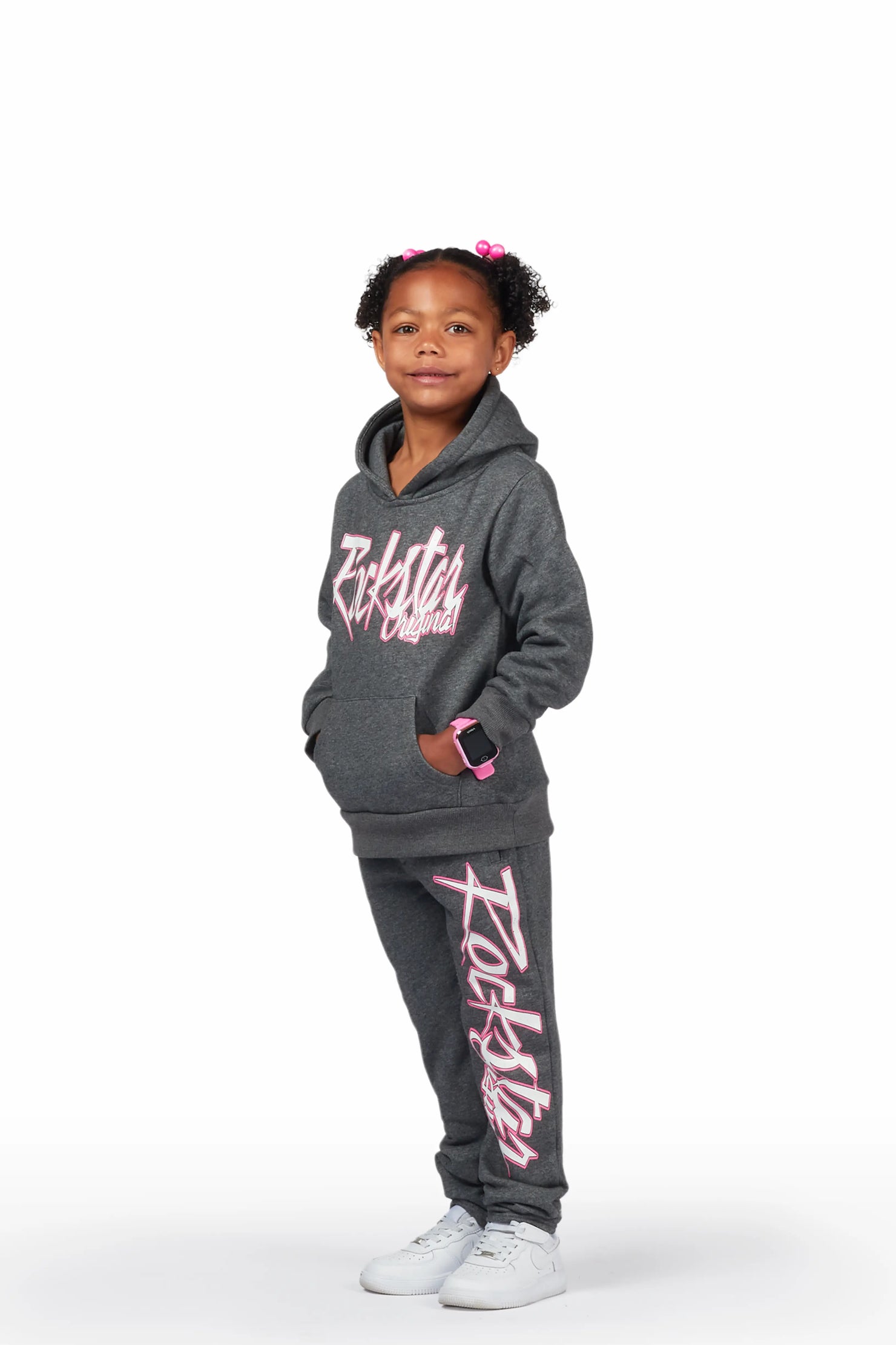 Girls Kalie Charcoal Slim Fit Track Set