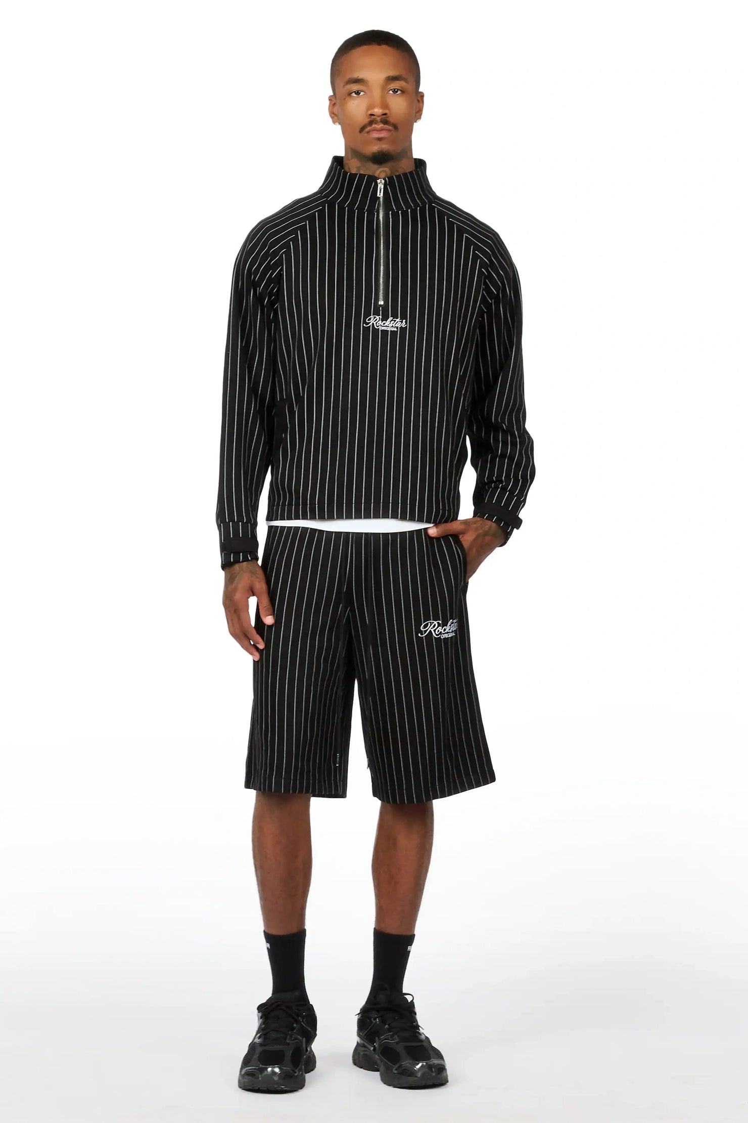 Hernan Black Quarter Zip Raglan Short Set