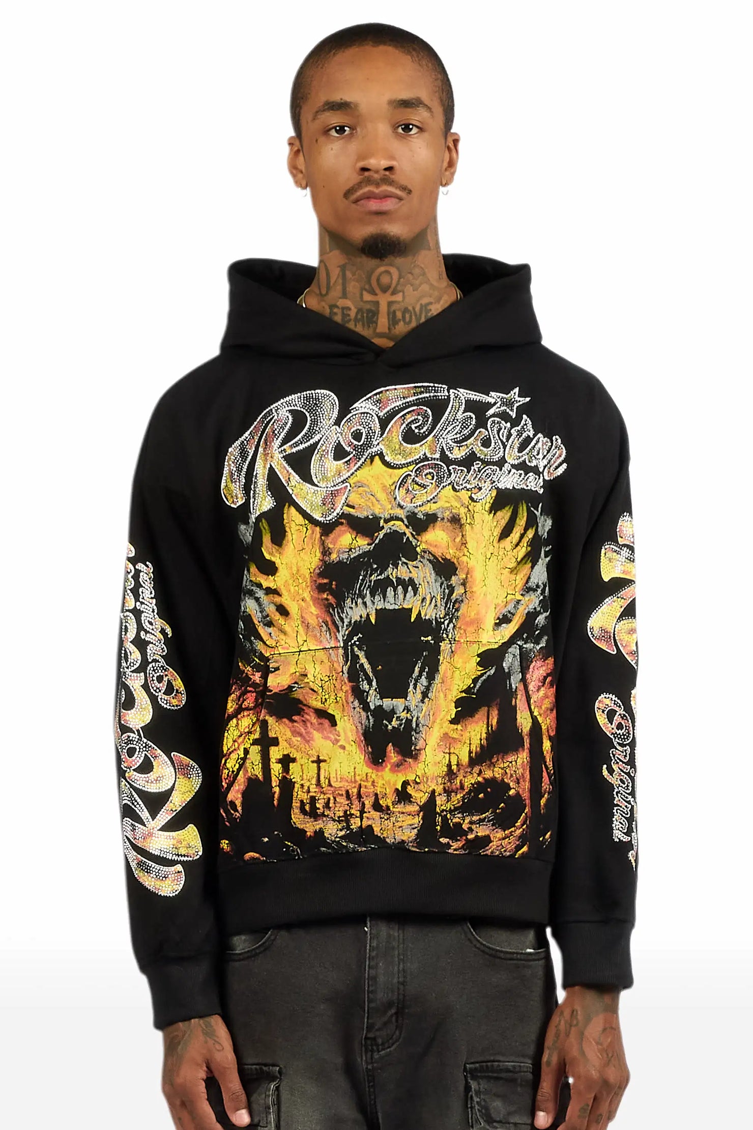 Brun Black Rhinestone Oversized Hoodie