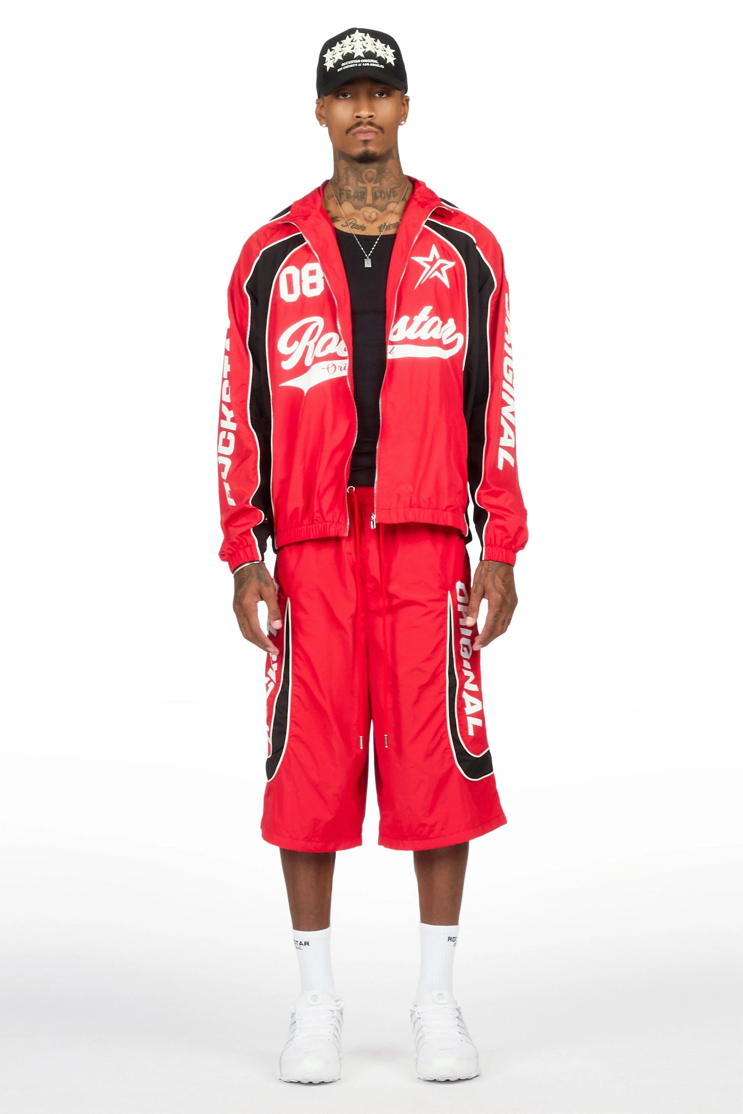 Winich Red Windbreaker Short Set