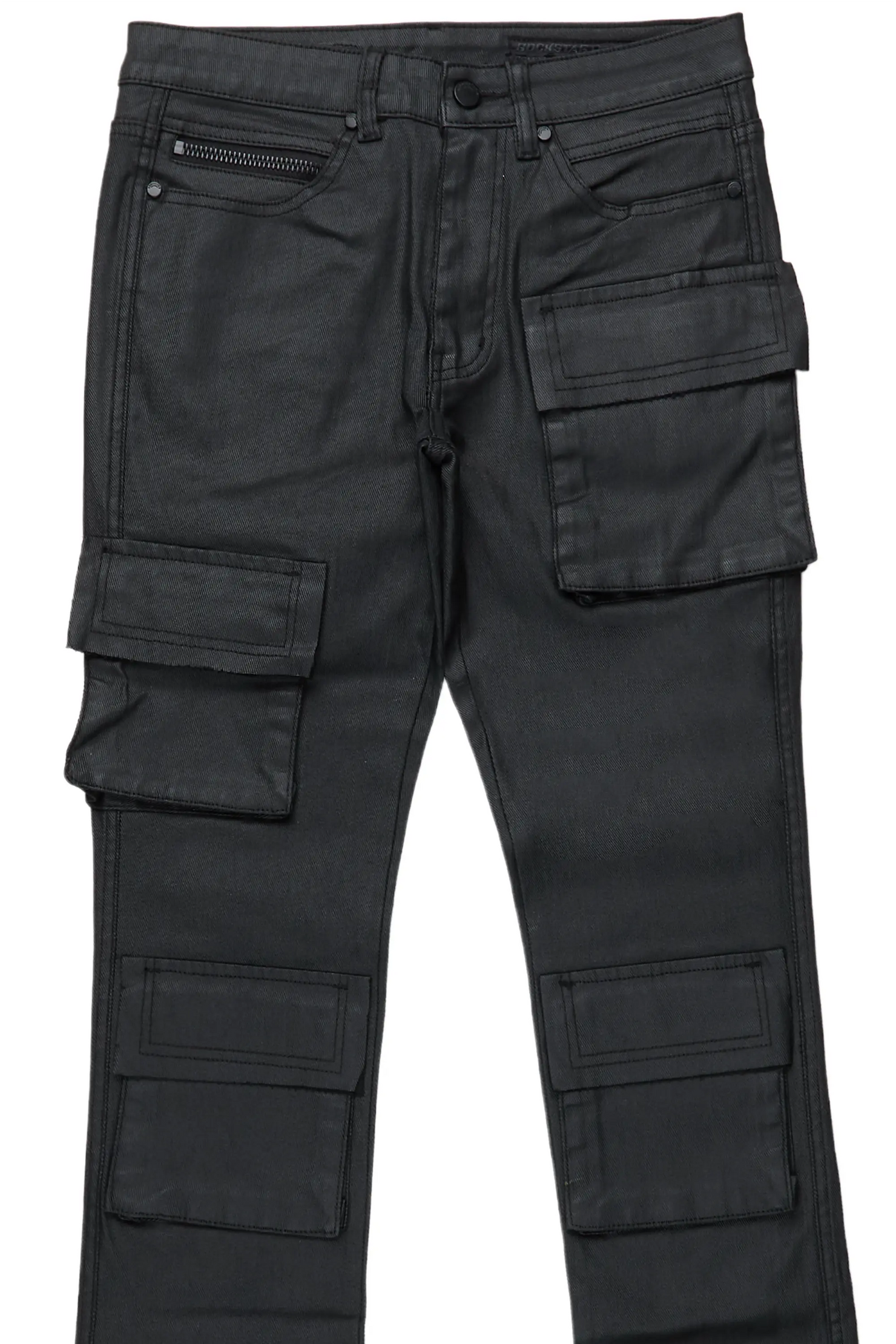 Zander Black Stacked Flare Cargo Jean