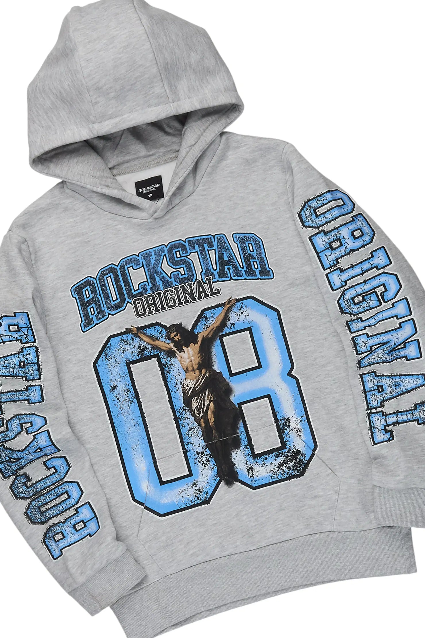 Boys Fields Grey Hoodie & Gentry Black Stacked Jean Set