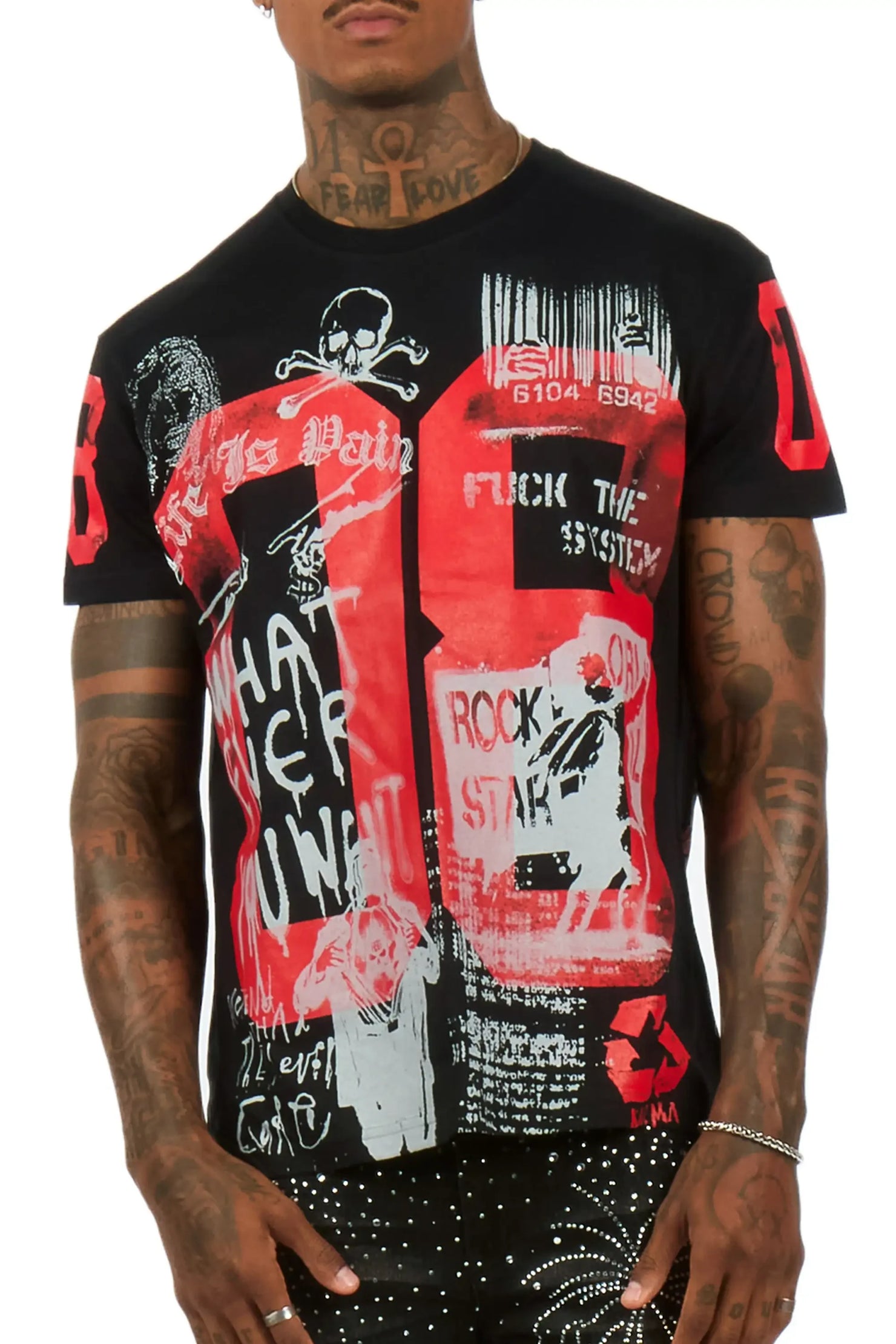 Grill 2.0 Black/Red Oversized Graphic T-Shirt
