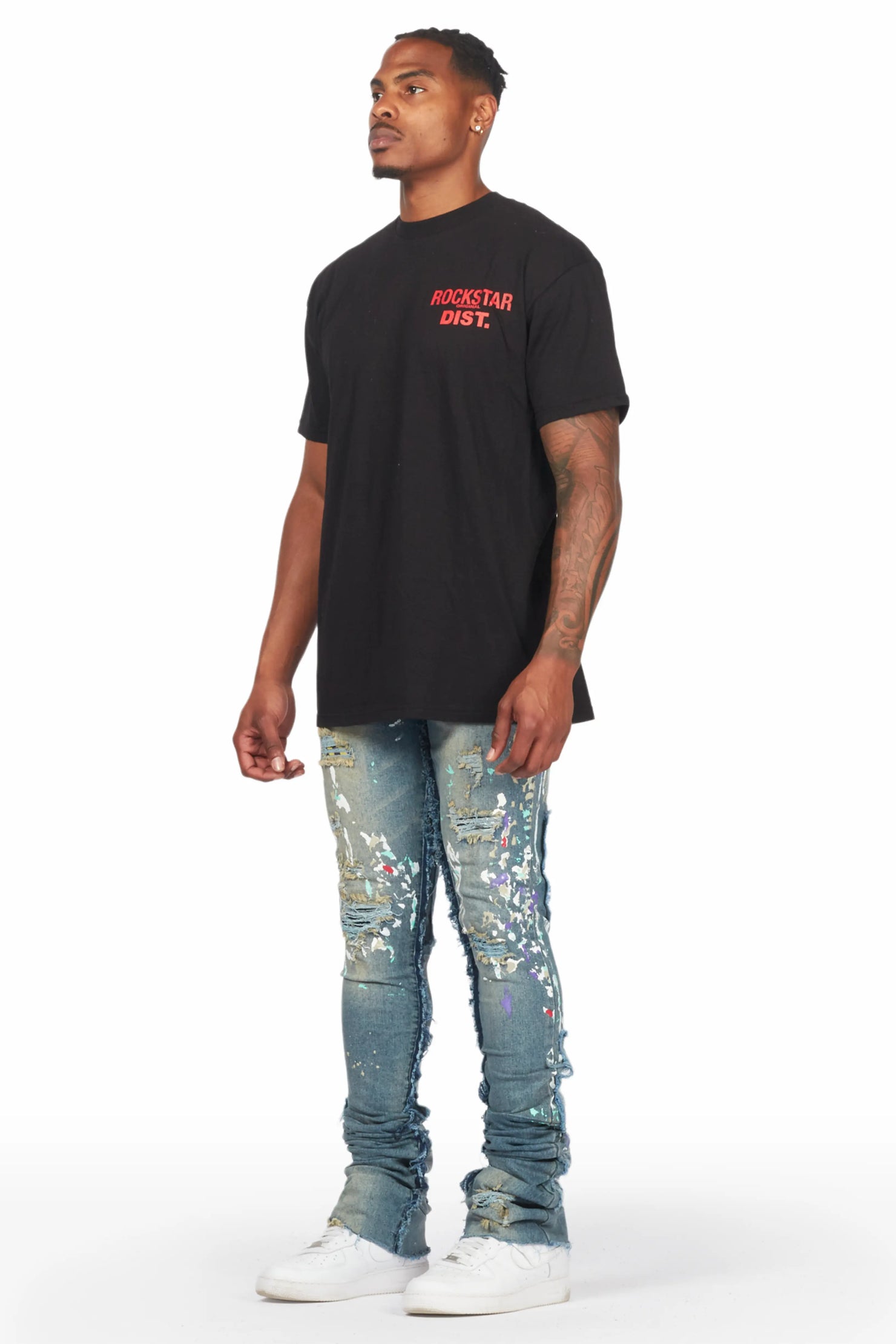 Taran Vintage Blue Super Stacked Flare Jean