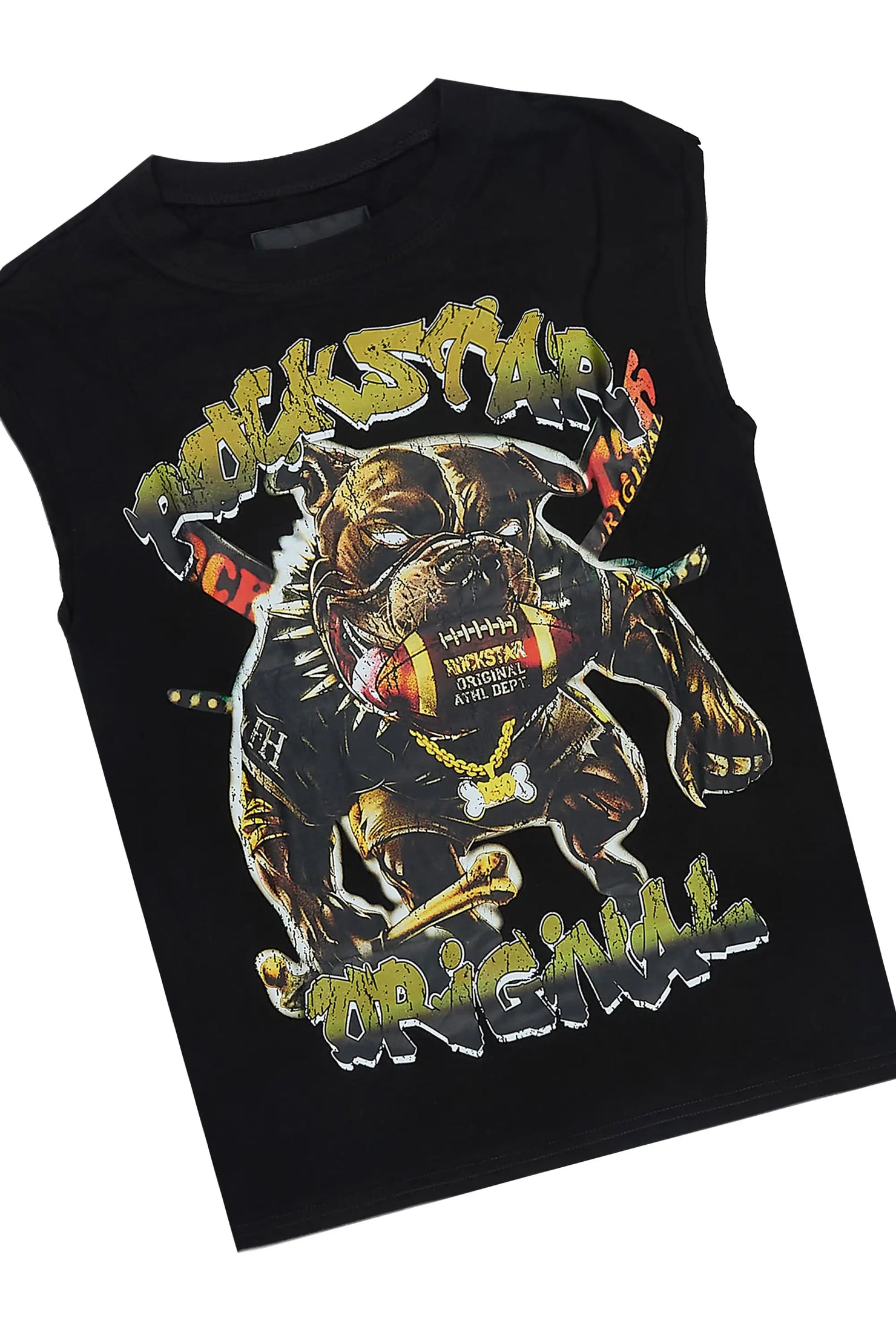 Boys Brayix Black Cut Off T-Shirt Short Set
