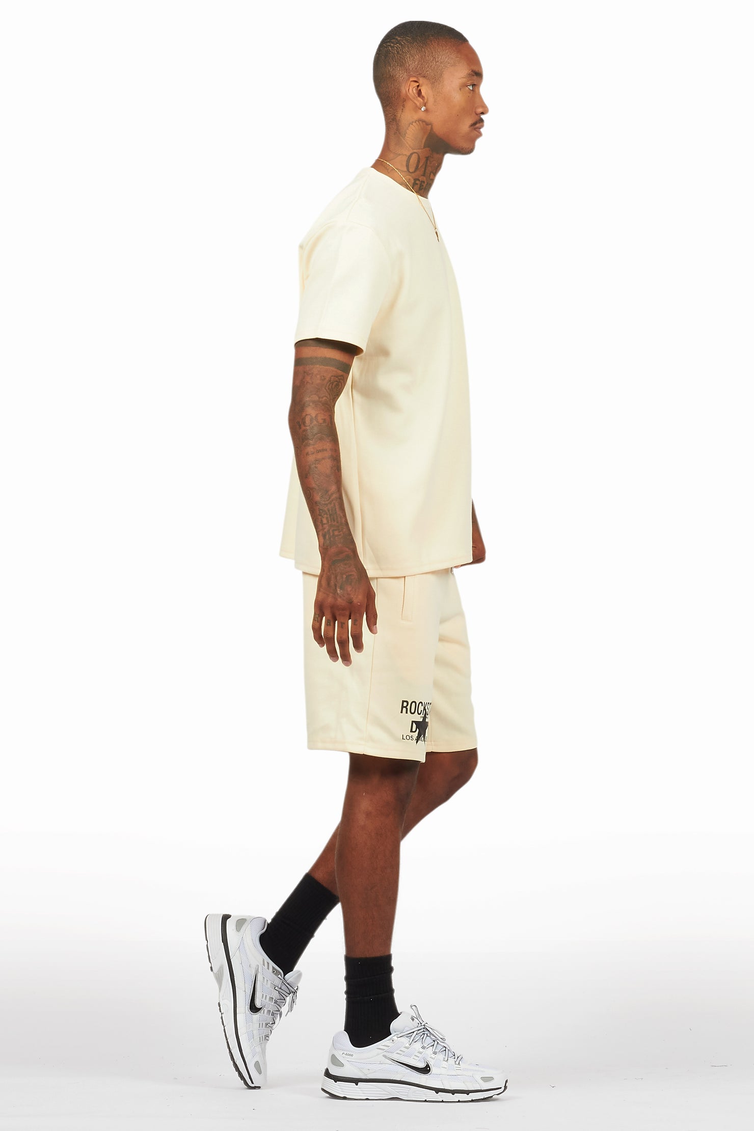 Lake Beige Graphic T-Shirt/Short Set