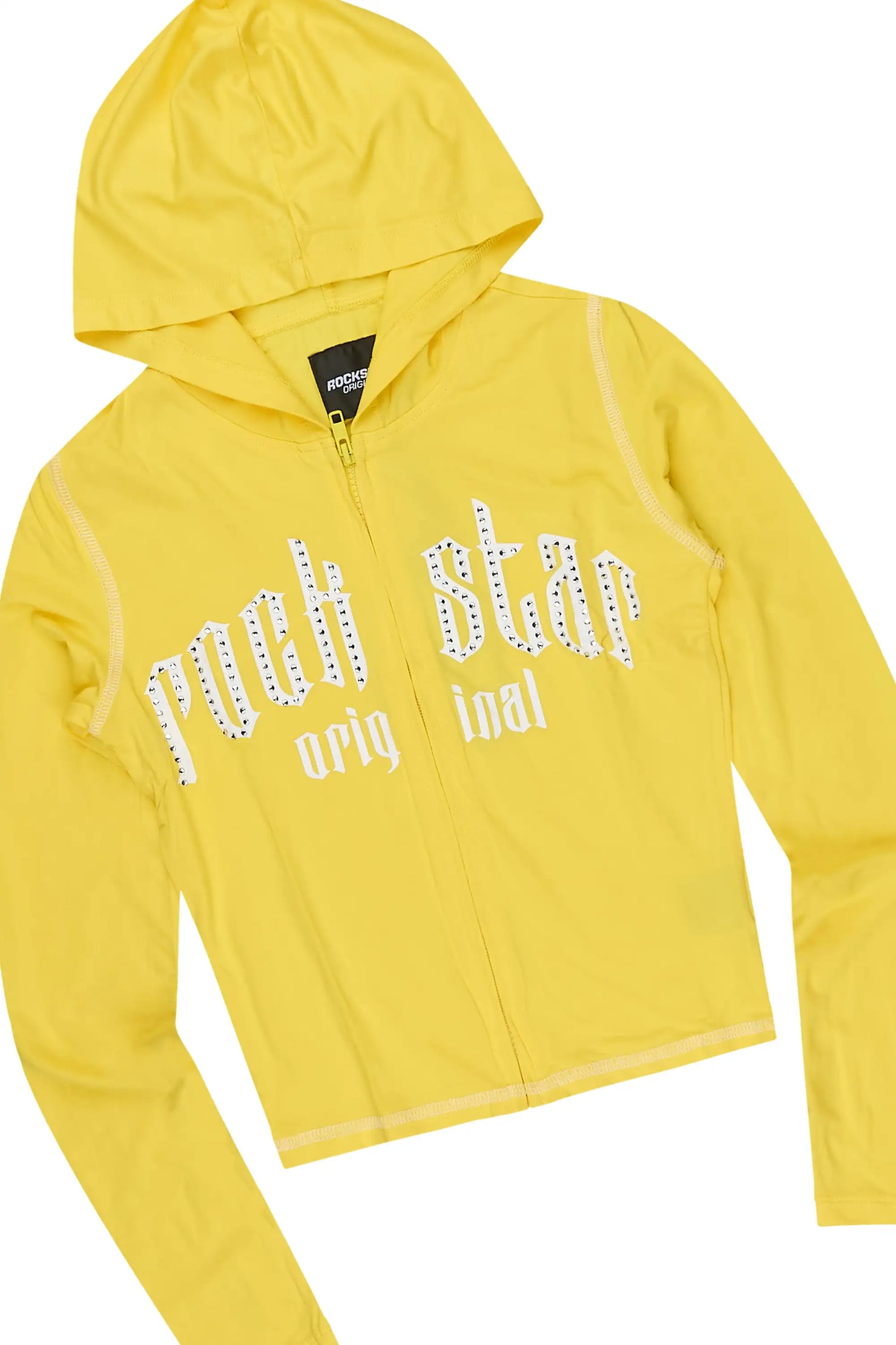 Girls Zyriah Yellow Rhinestone Lounge Track Set