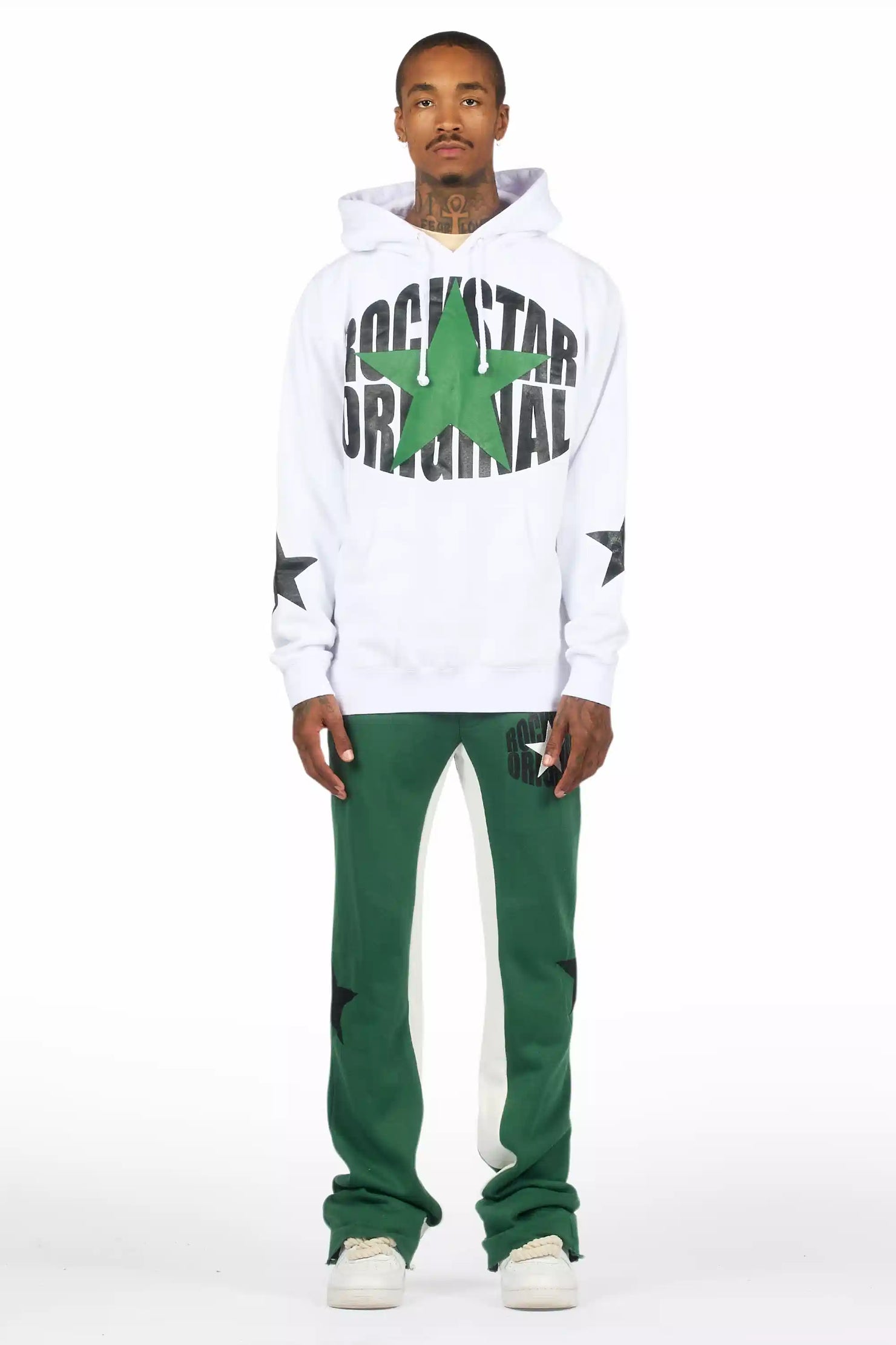 Sarge White/Green Hoodie/Stacked Track Set
