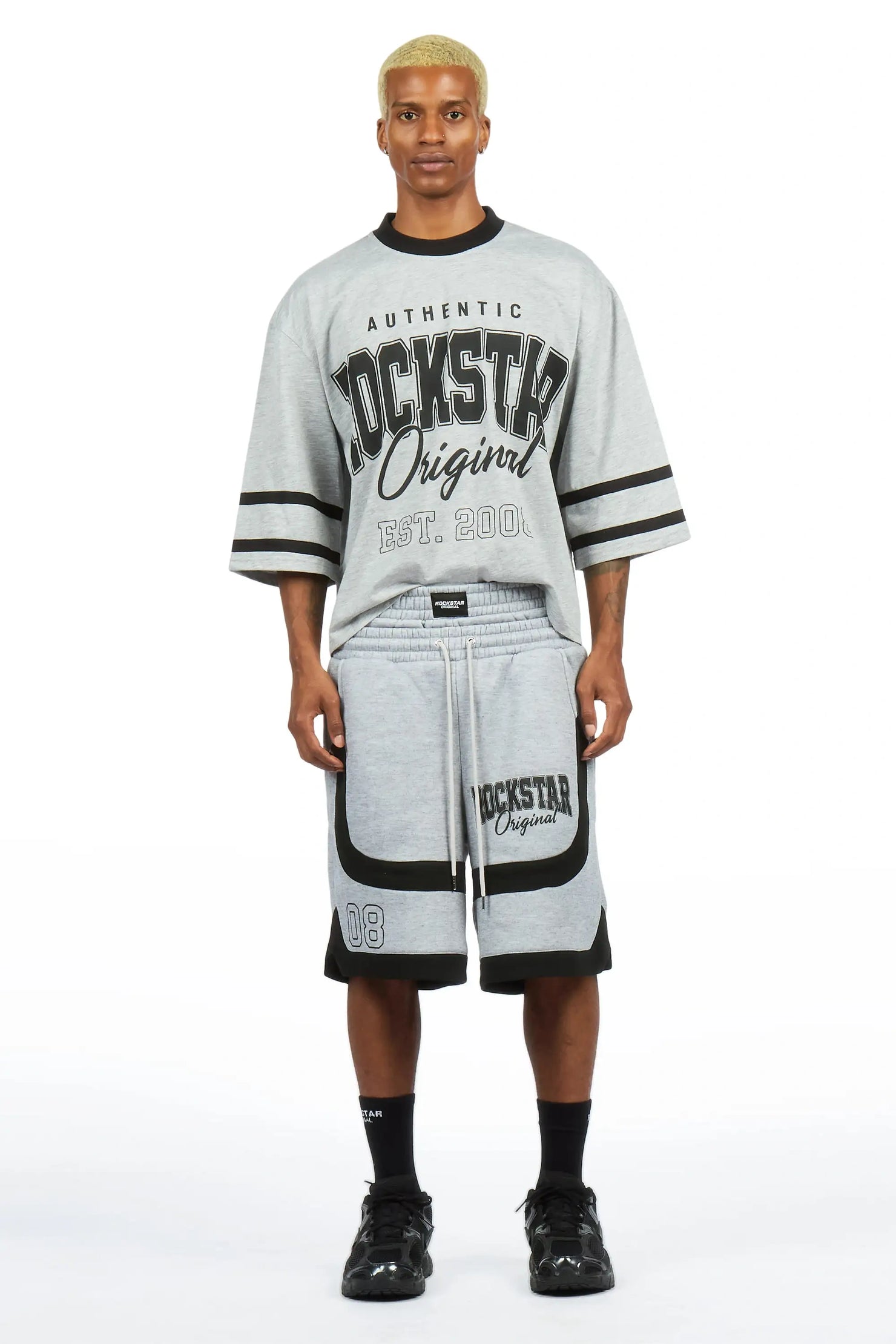 Redford Heather Grey T-Shirt/Double Waisted Short Set