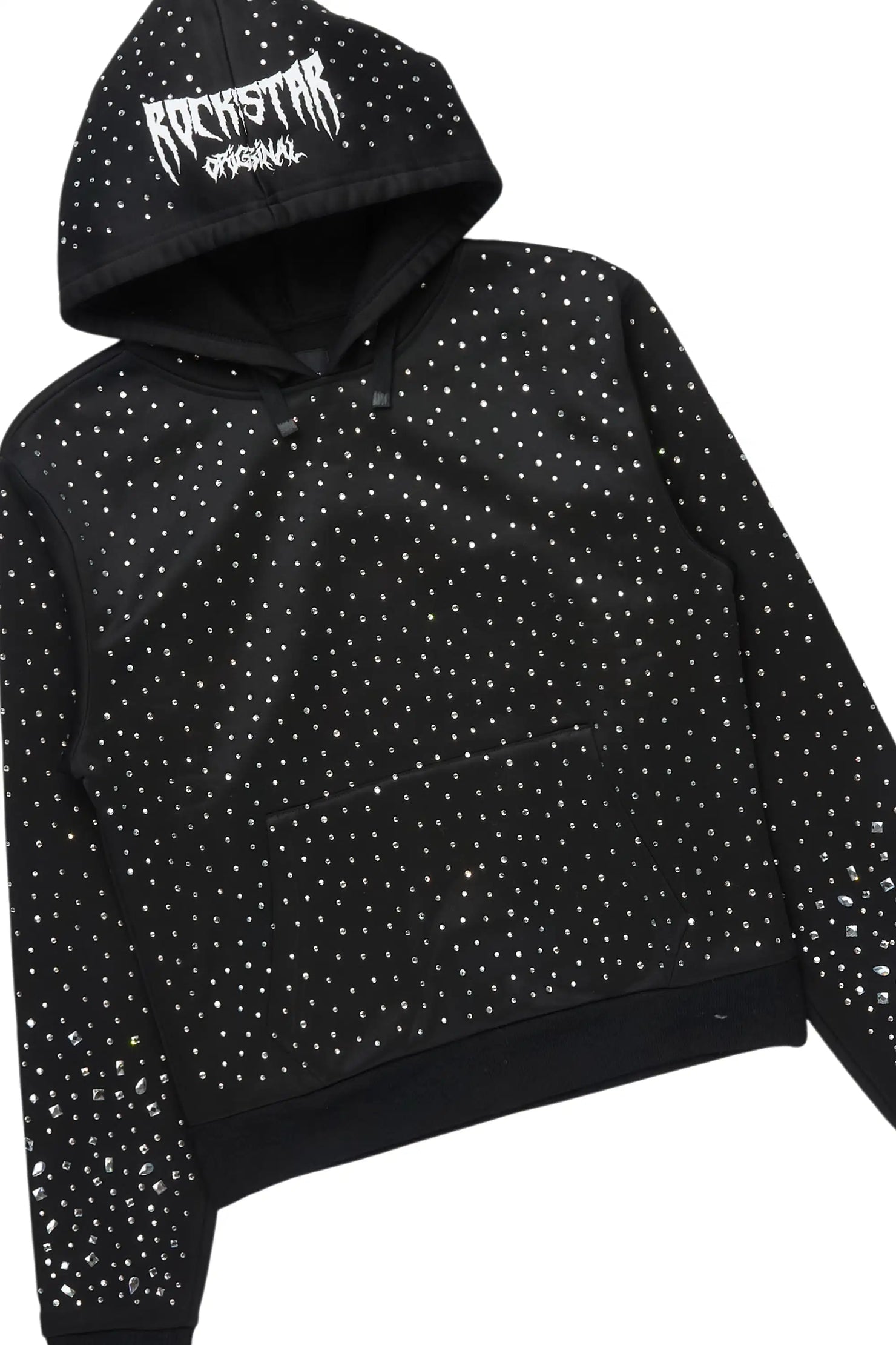 Porsha Black Rhinestone Stacked Track Set