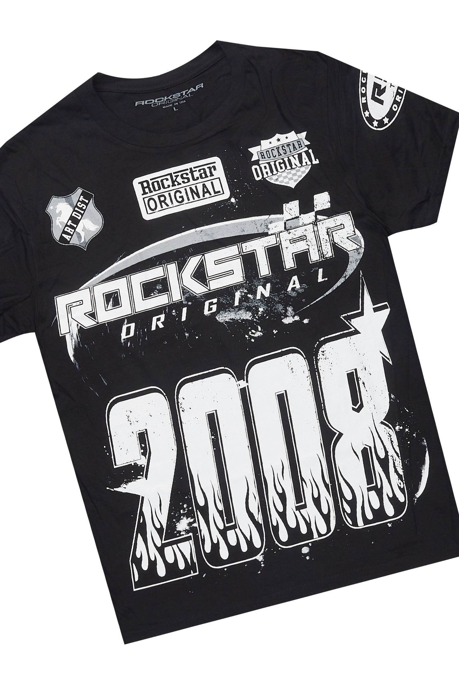 Amos Black/White T-Shirt/Denim Short Set