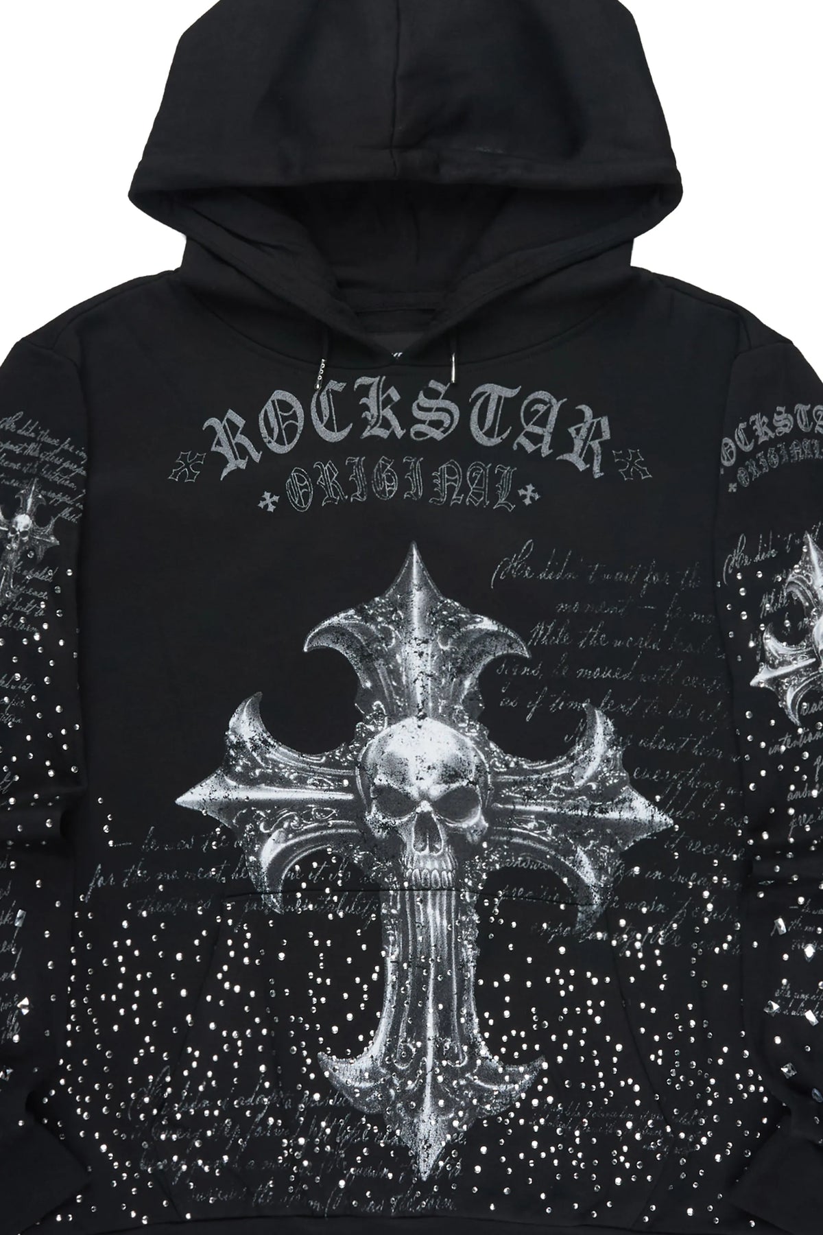 Bowman Black Rhinestone Graphic Hoodie