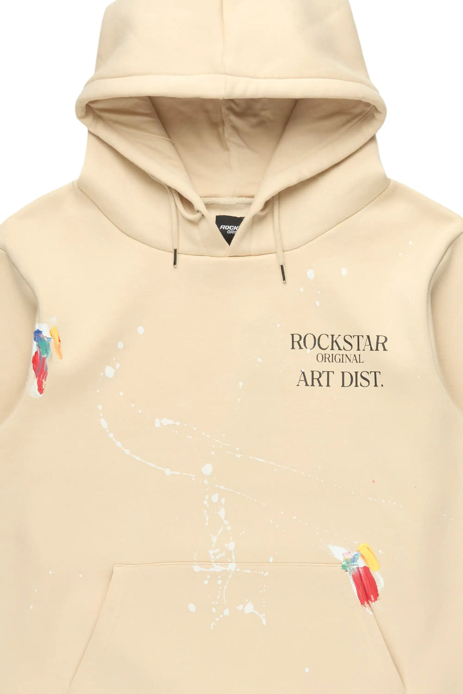 Rockstar Art Dist. Beige Graphic Relaxed Hoodie