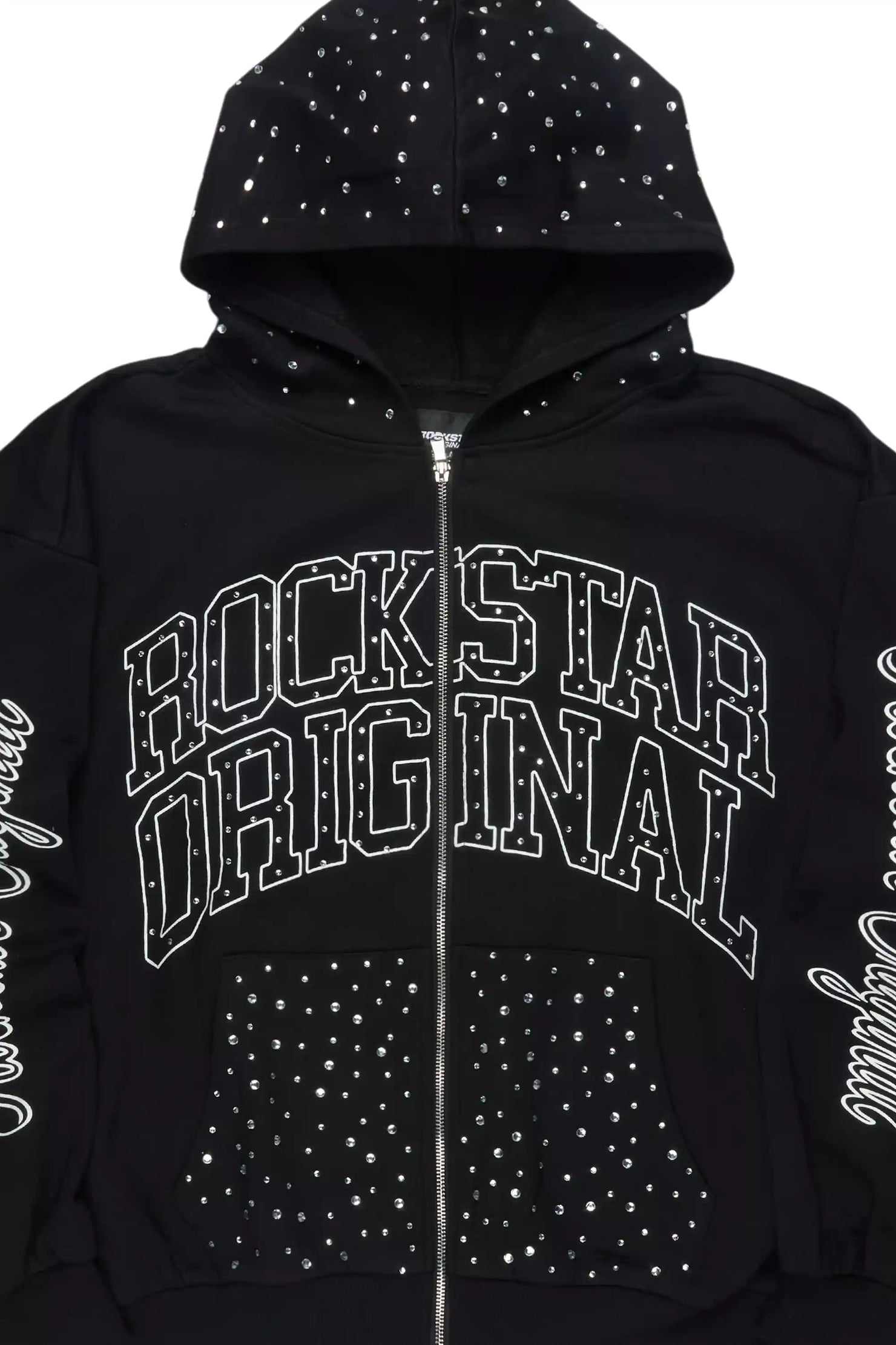 Dripped Black Rhinestone Hoodie