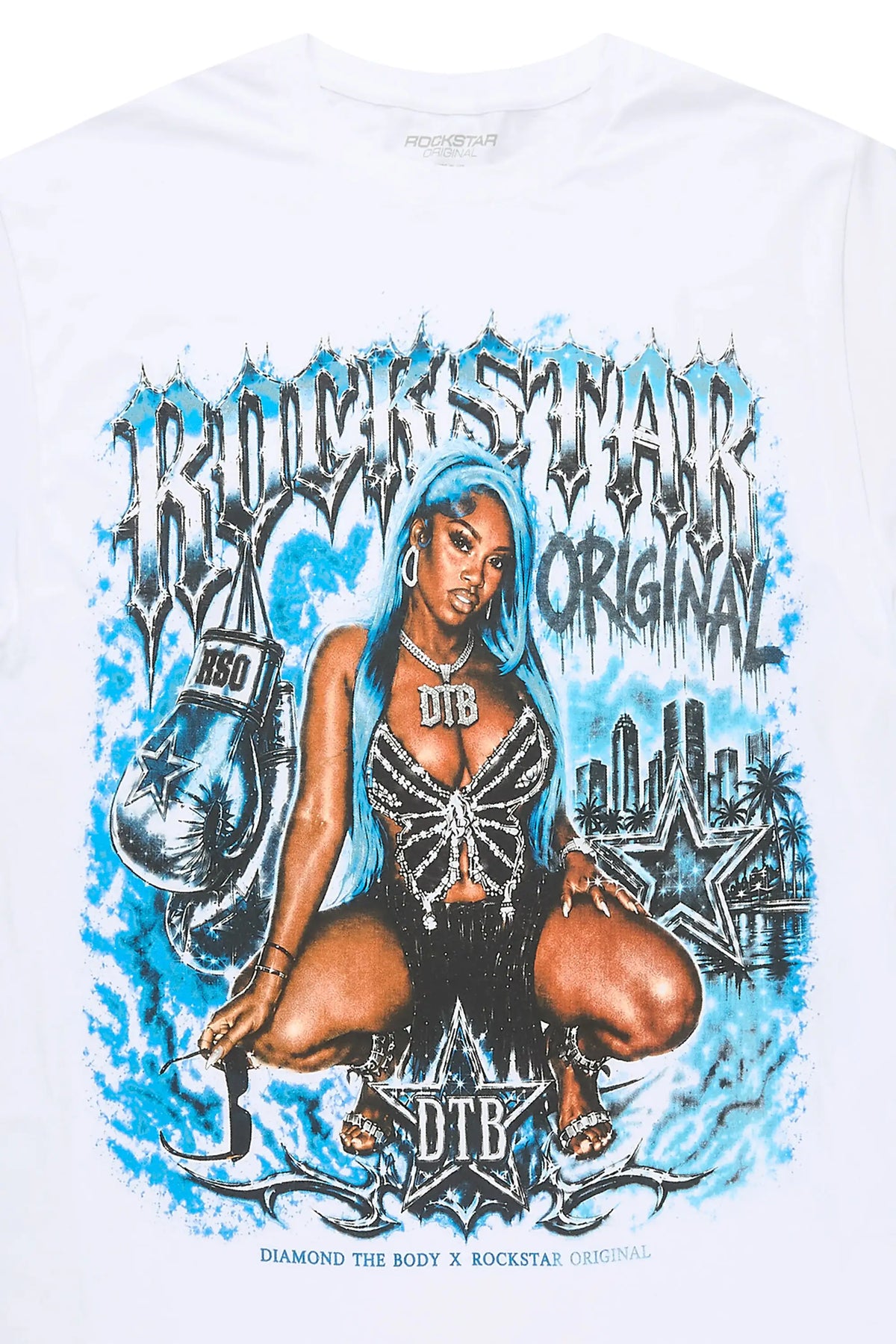 RSO X Diamond the Body Collab White Oversized Tee Shirt