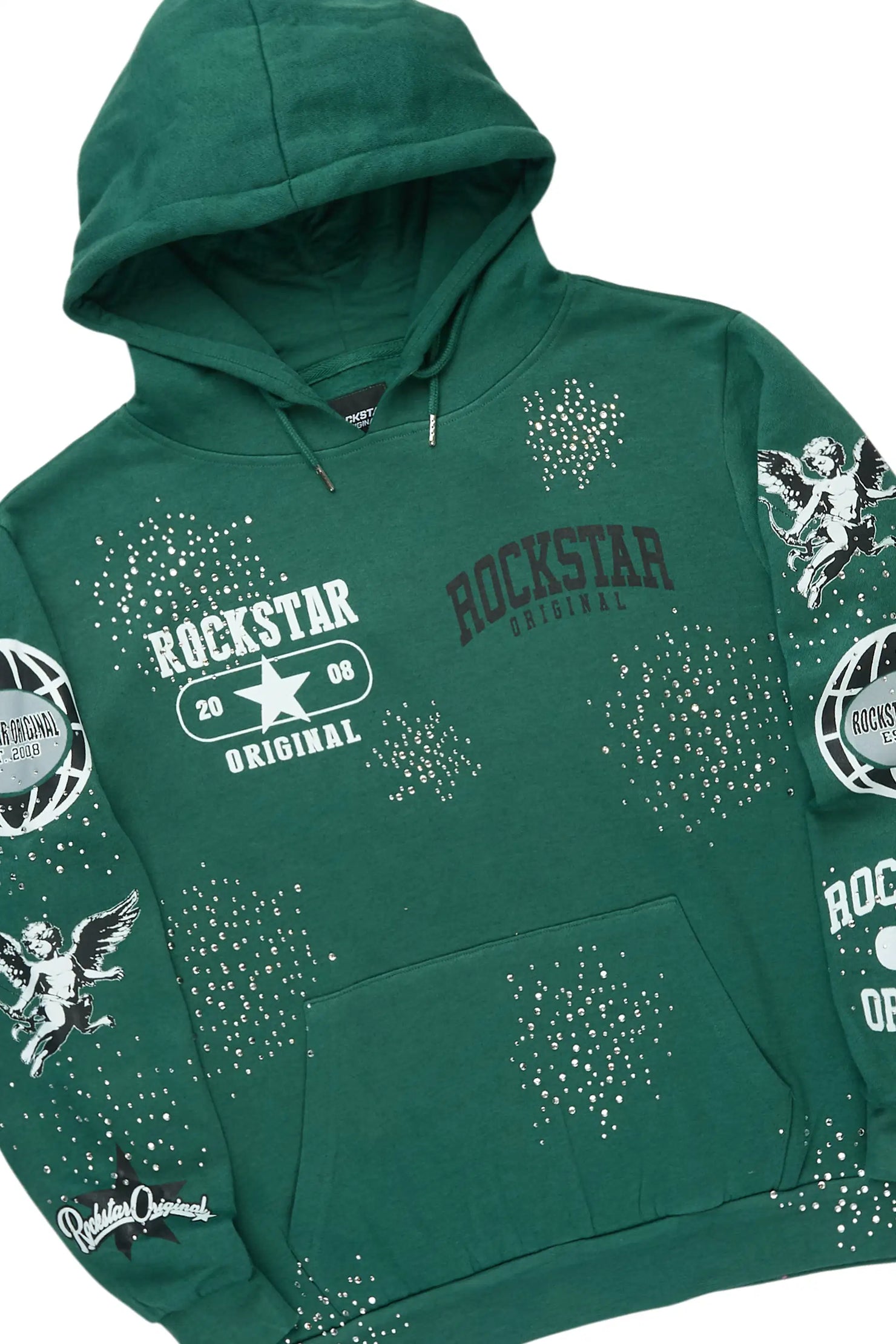 Gutta 2.0 Hunter Green Rhinestone Hoodie/Stacked Flare Track Set