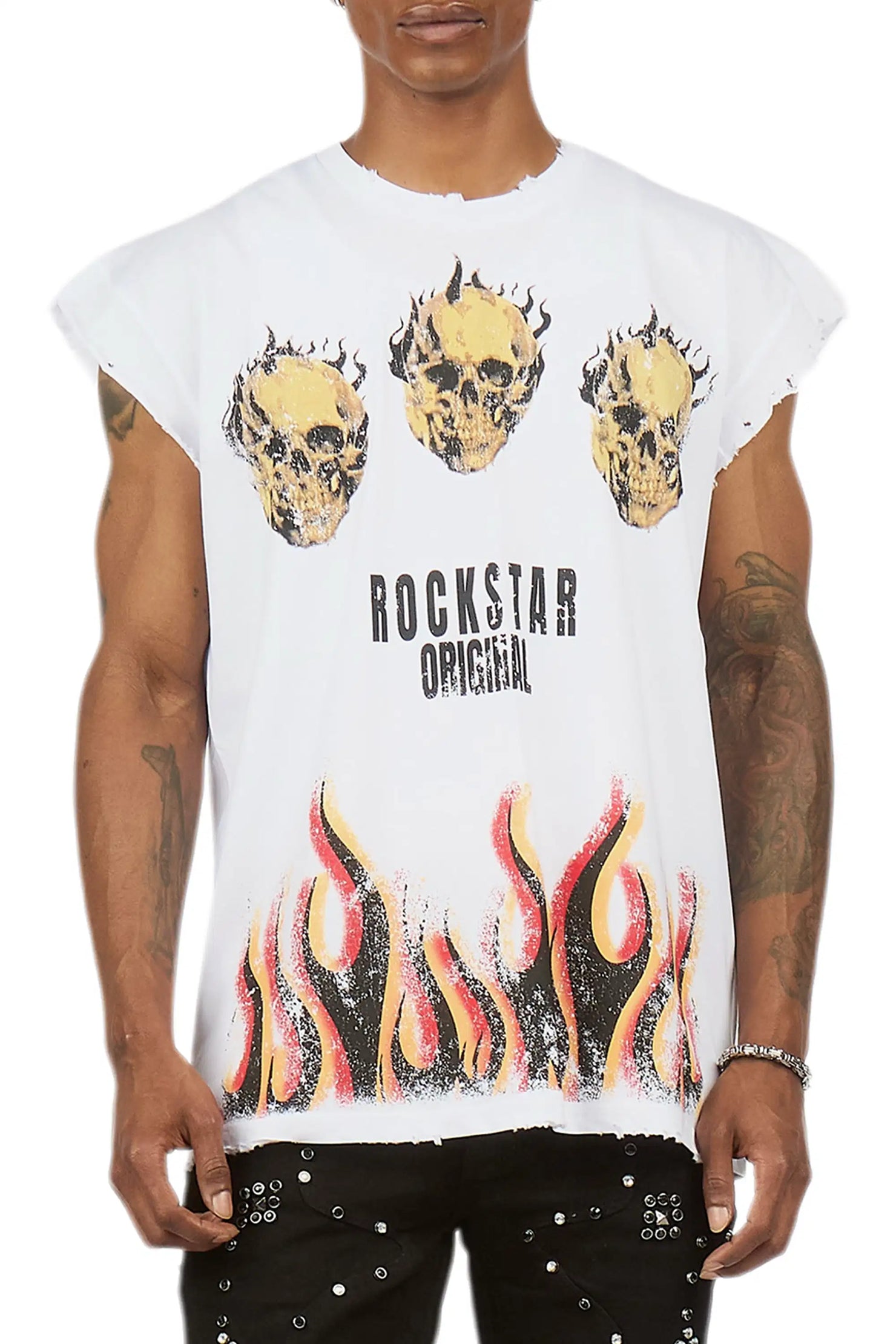 Maezar White Cut off Tee