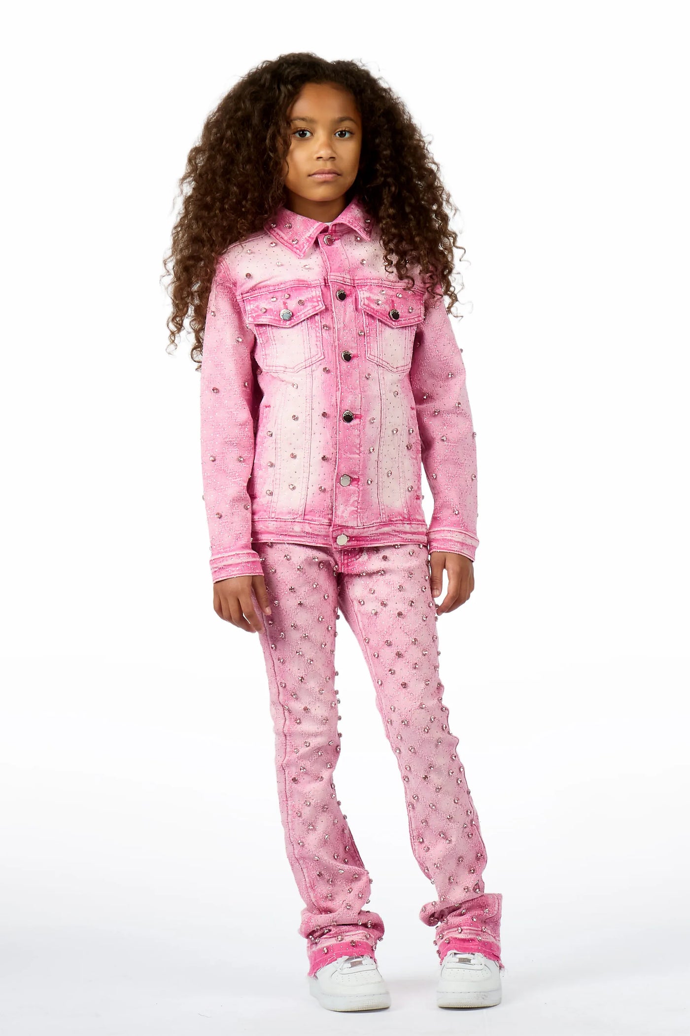 Girls Sareka Pink Rhinestone Denim Jacket/Jean Set– Rockstar Original