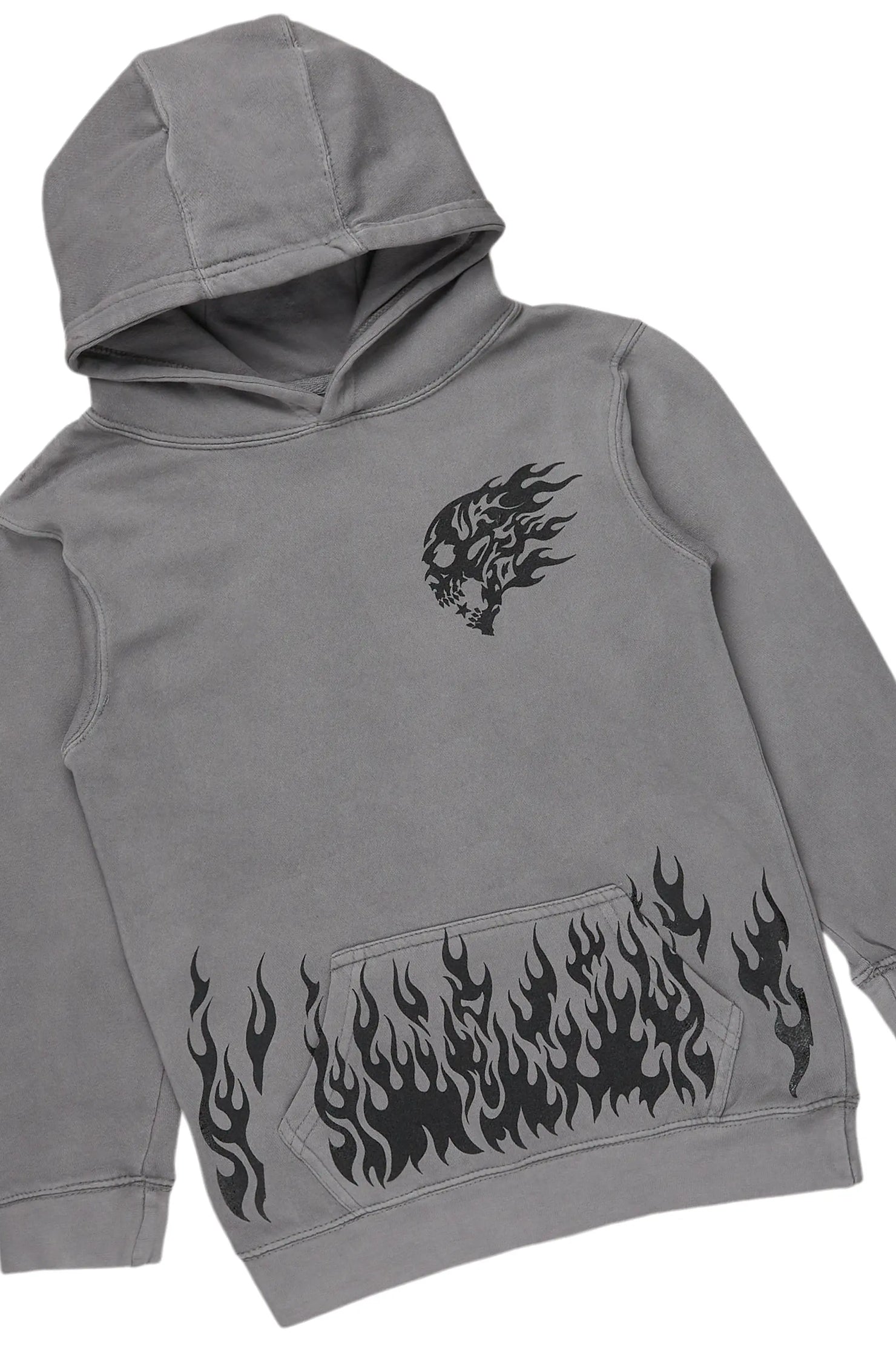 Boys Bubble Black Hoodie/Stack Flare Jean Set