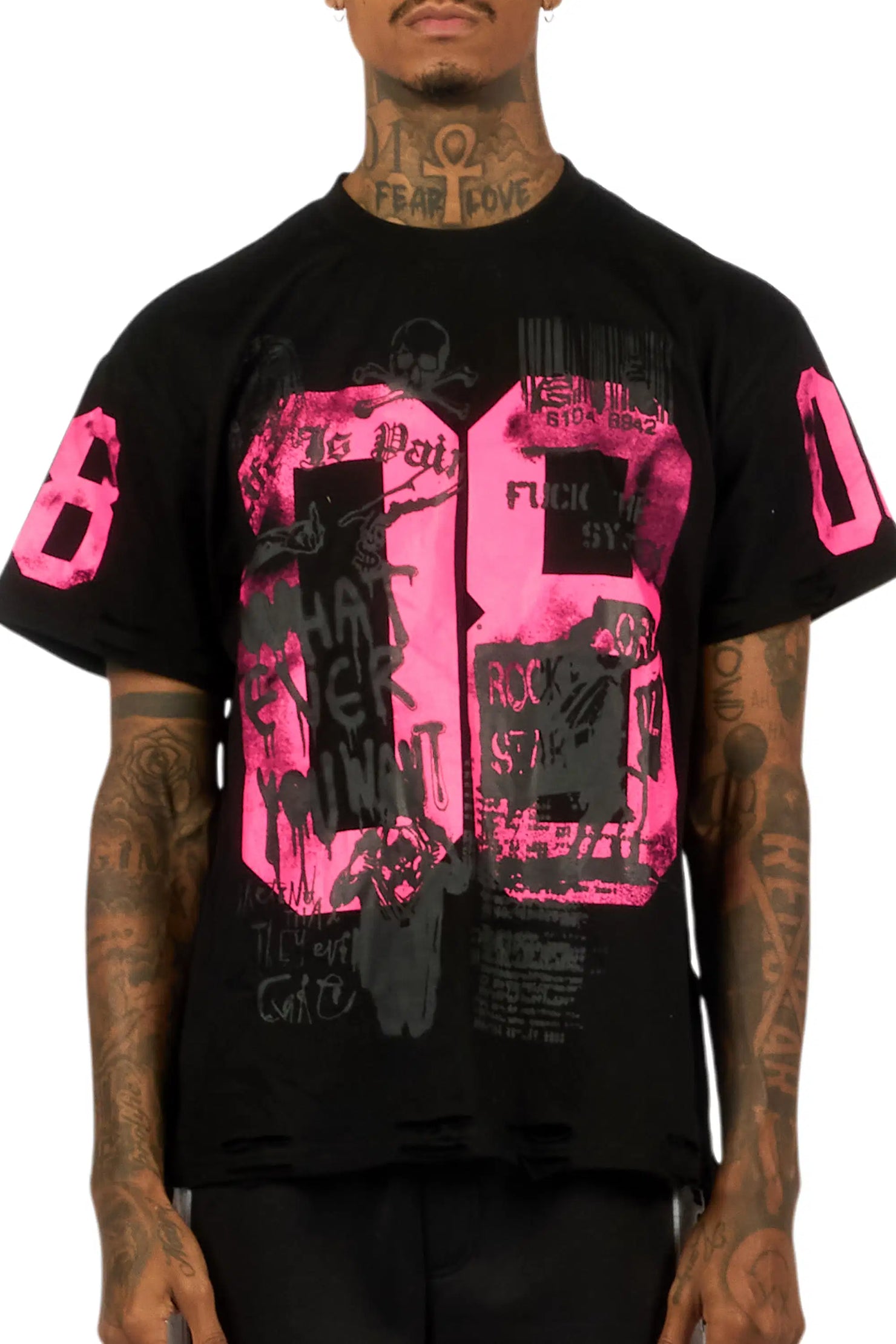 Grill Black/Fuchsia Graphic Oversized T-Shirt