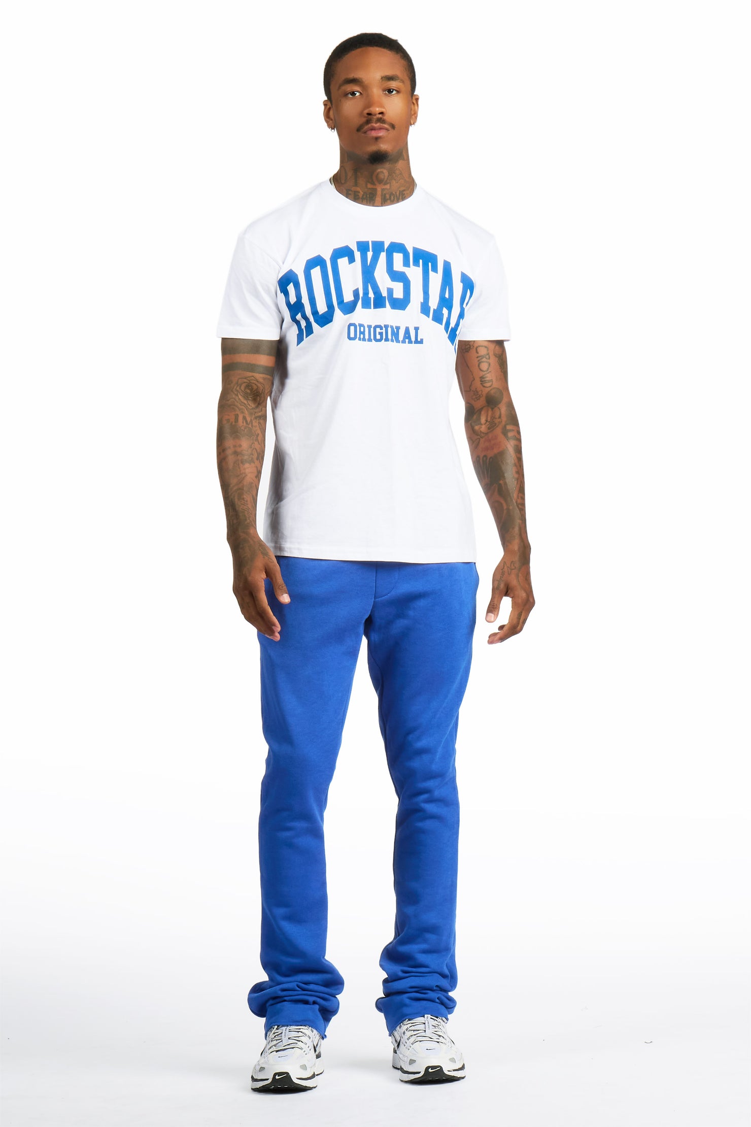 Rayray 2.0 White/Royal Blue T-Shirt/ Relaxed Track Set