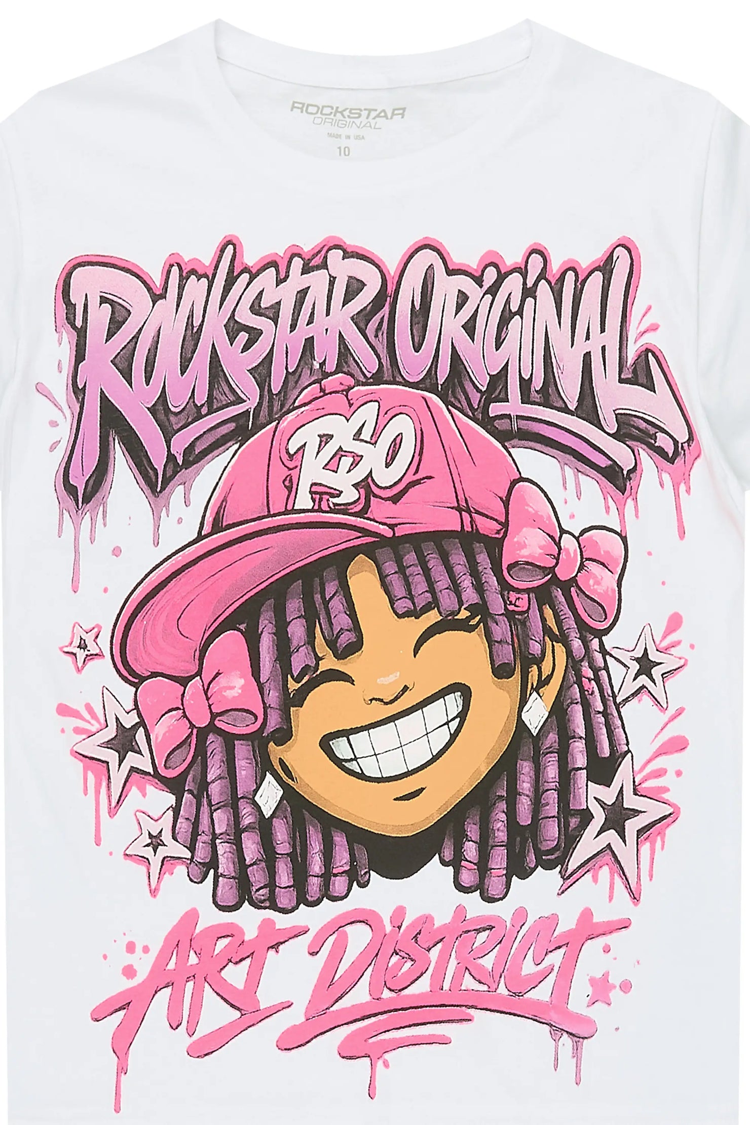 Girls Aze White Graphic T-Shirt