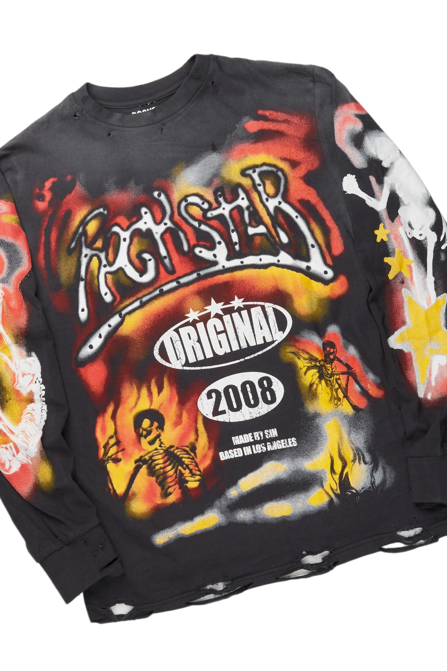 Farren Black Long Sleeve T-Shirt/Stacked Flare Jean Bundle