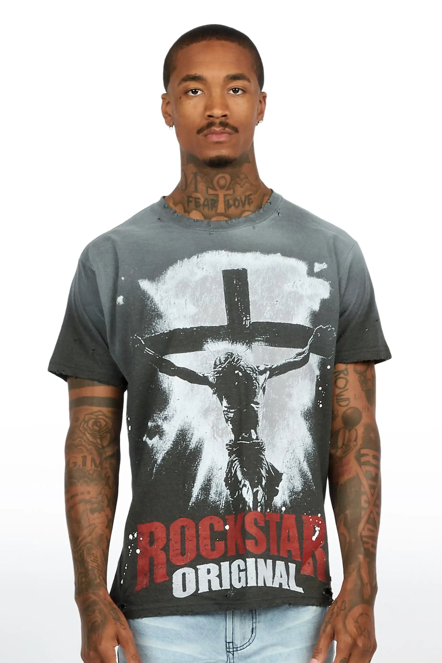 Wafers Charcoal Oversized Graphic T-Shirt