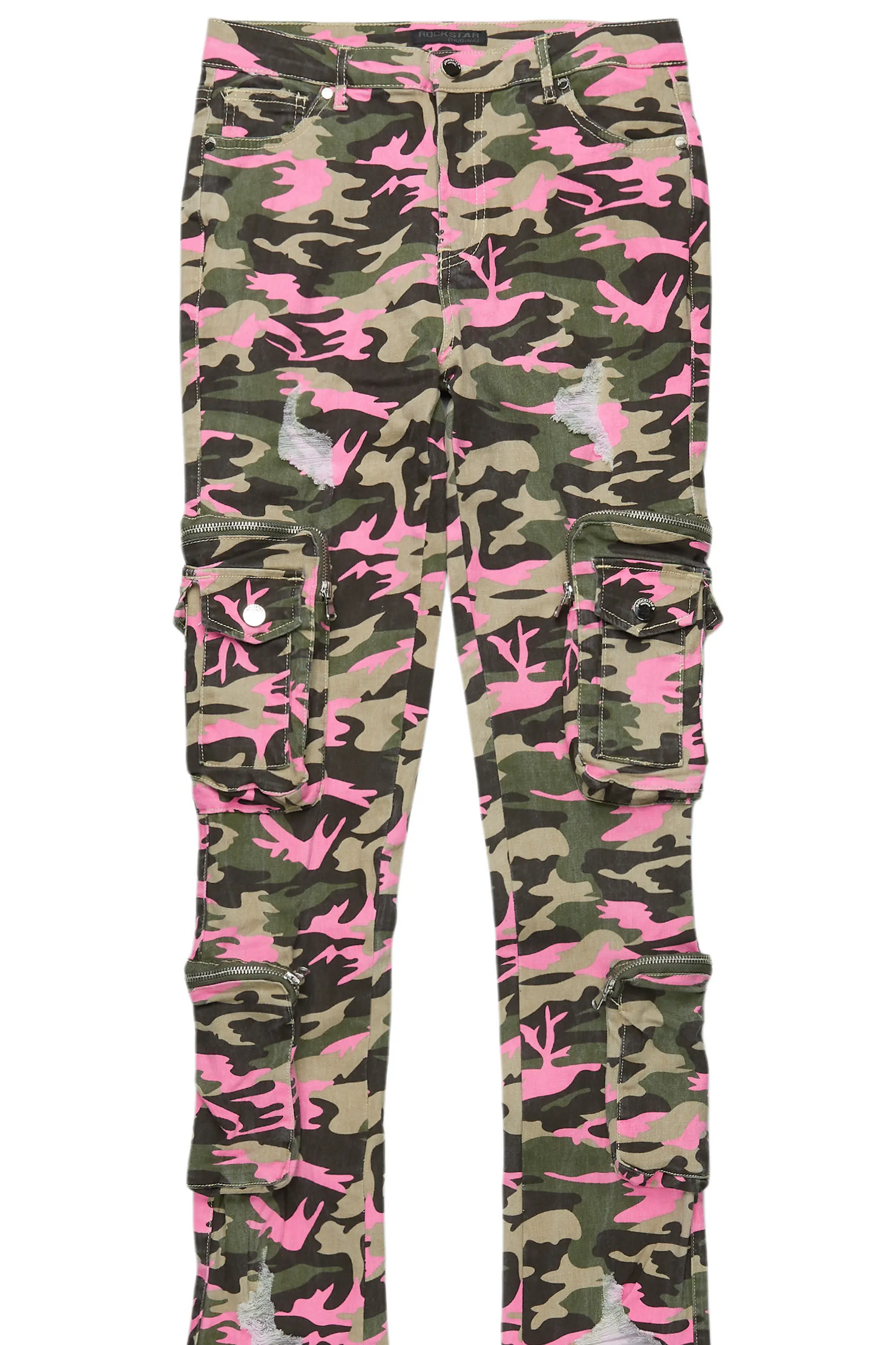 Alisson Green/Pink Camo Cargo Super Stacked Jean