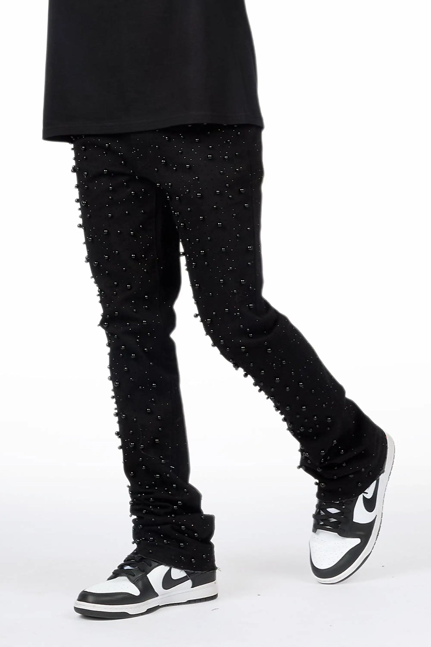 Perle Jet Black Pearl Stacked Flare Jean