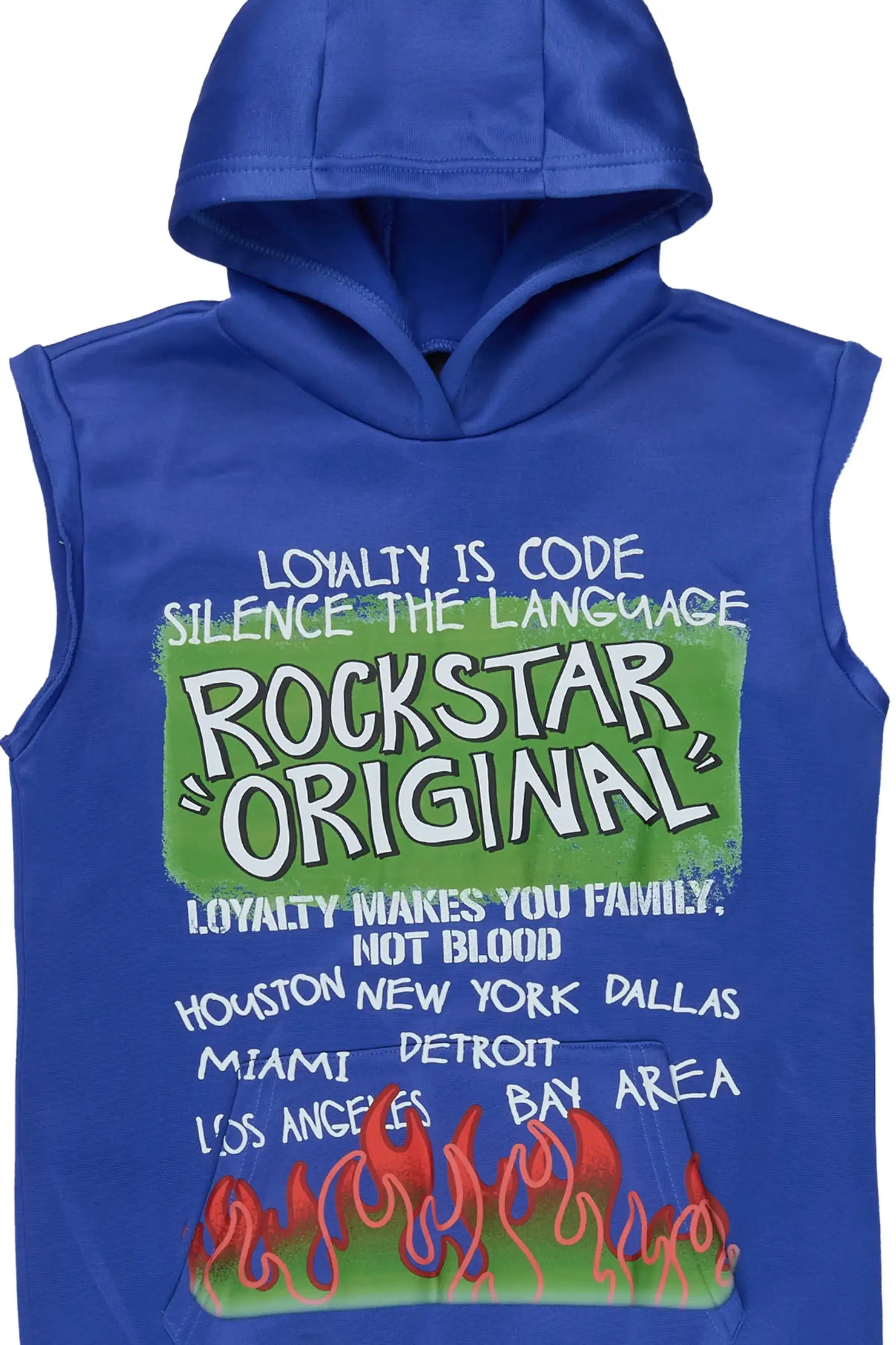 Boys Beno Royal Blue Cut Sleeve Hoodie