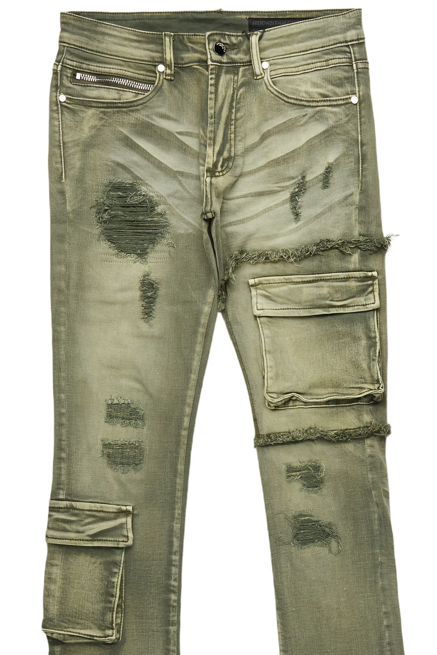 Zaxton Green Stacked Flare Jean
