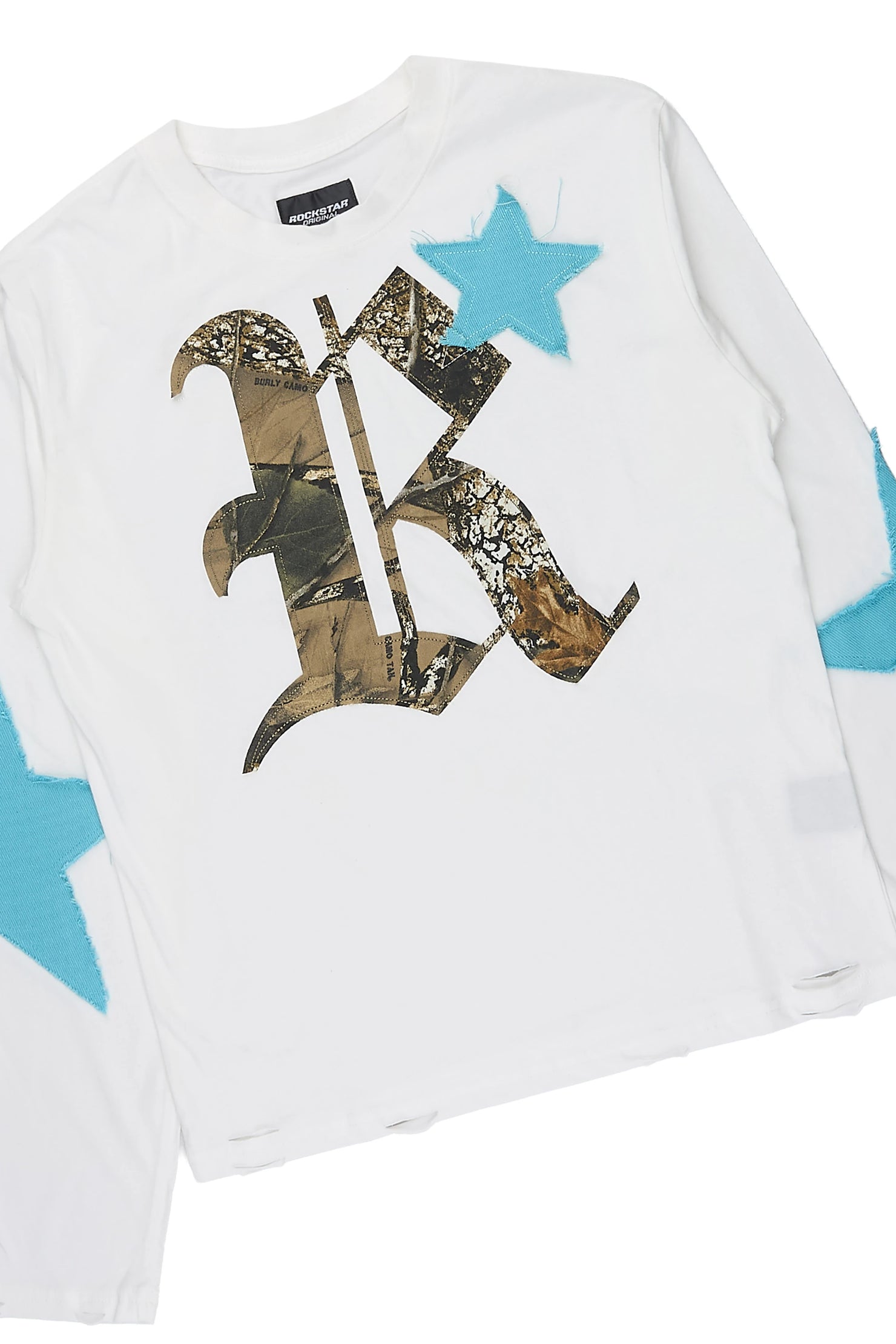 Boys Delgero White/Light Blue Long Sleeve T-Shirt Track Set
