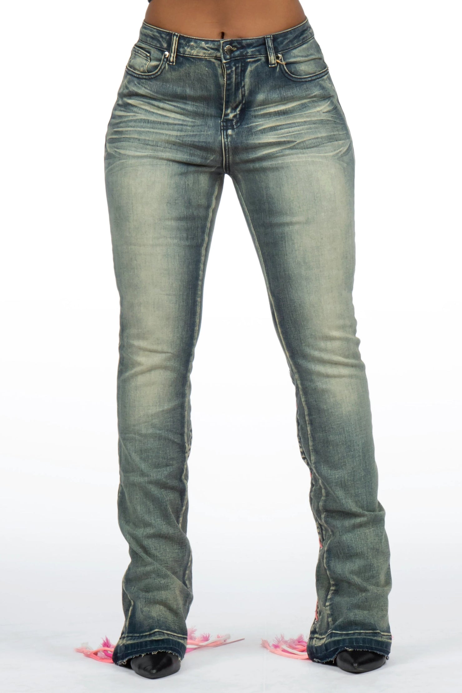 Ottiana Tint Wash Stacked Flare Jean