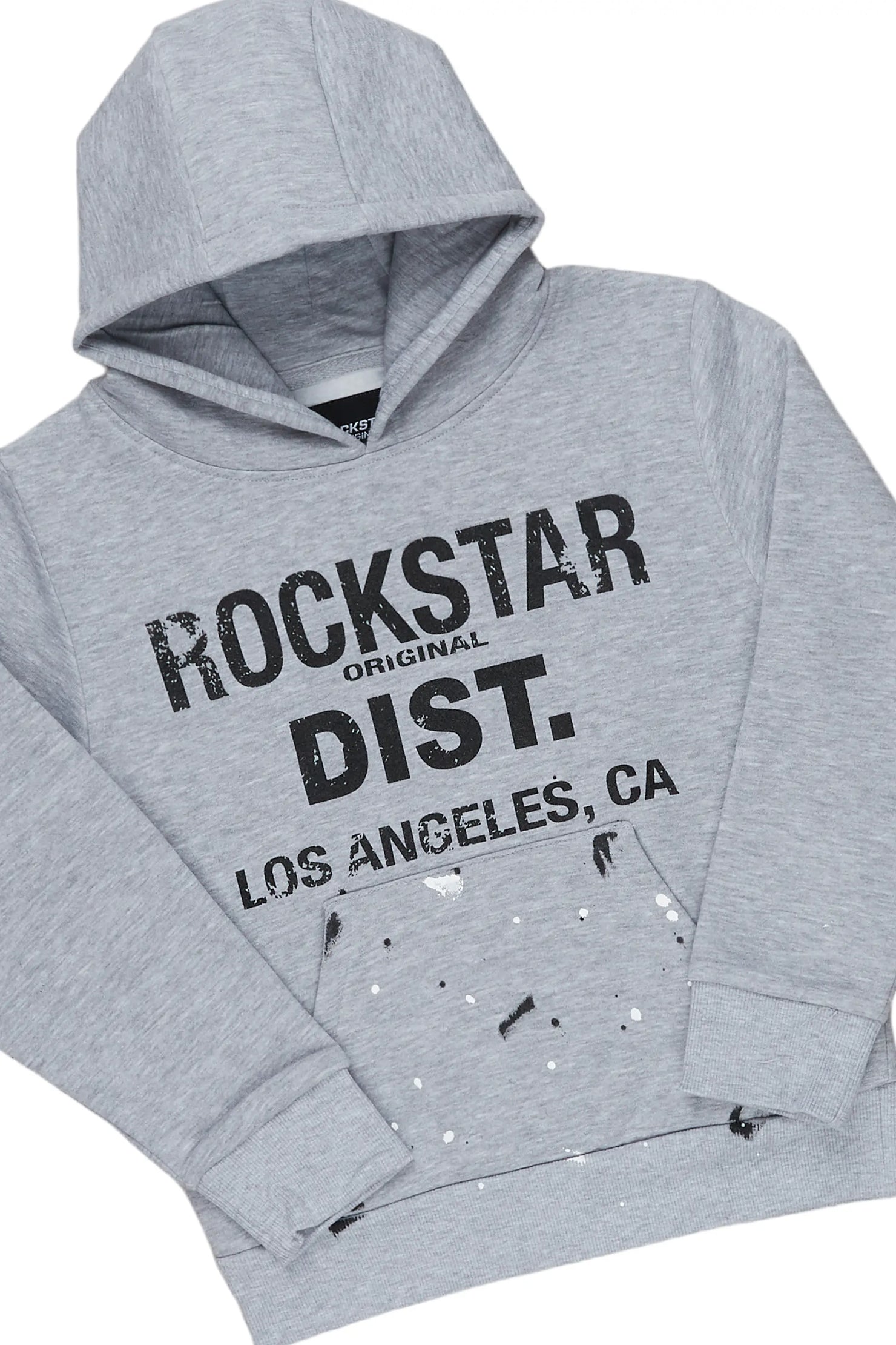 Girls Scarlie Grey/Black Hoodie Super Stacked Flare Track Set