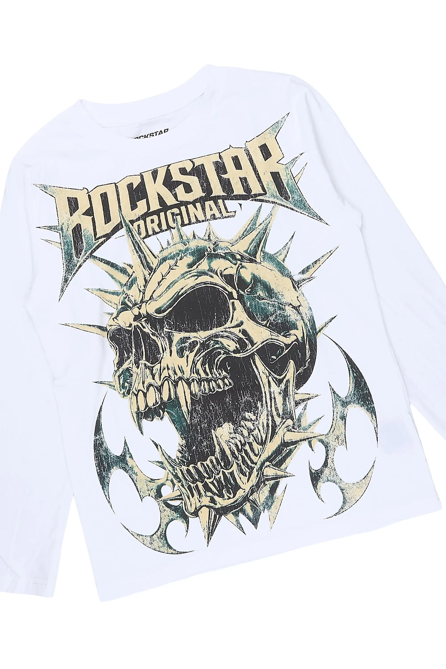 Boys Boos White/Tree Camo Long Sleeve T-shirt Stacked Jean Set