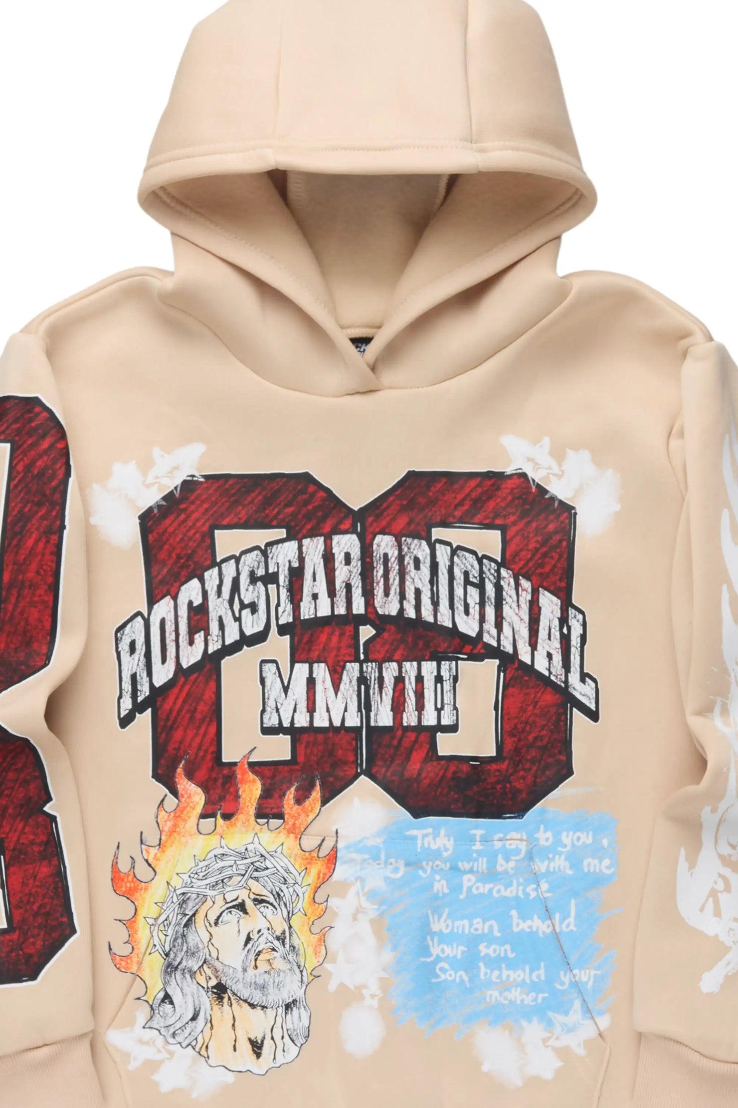 Boys Jesus Crayon Beige Graphic Hoodie