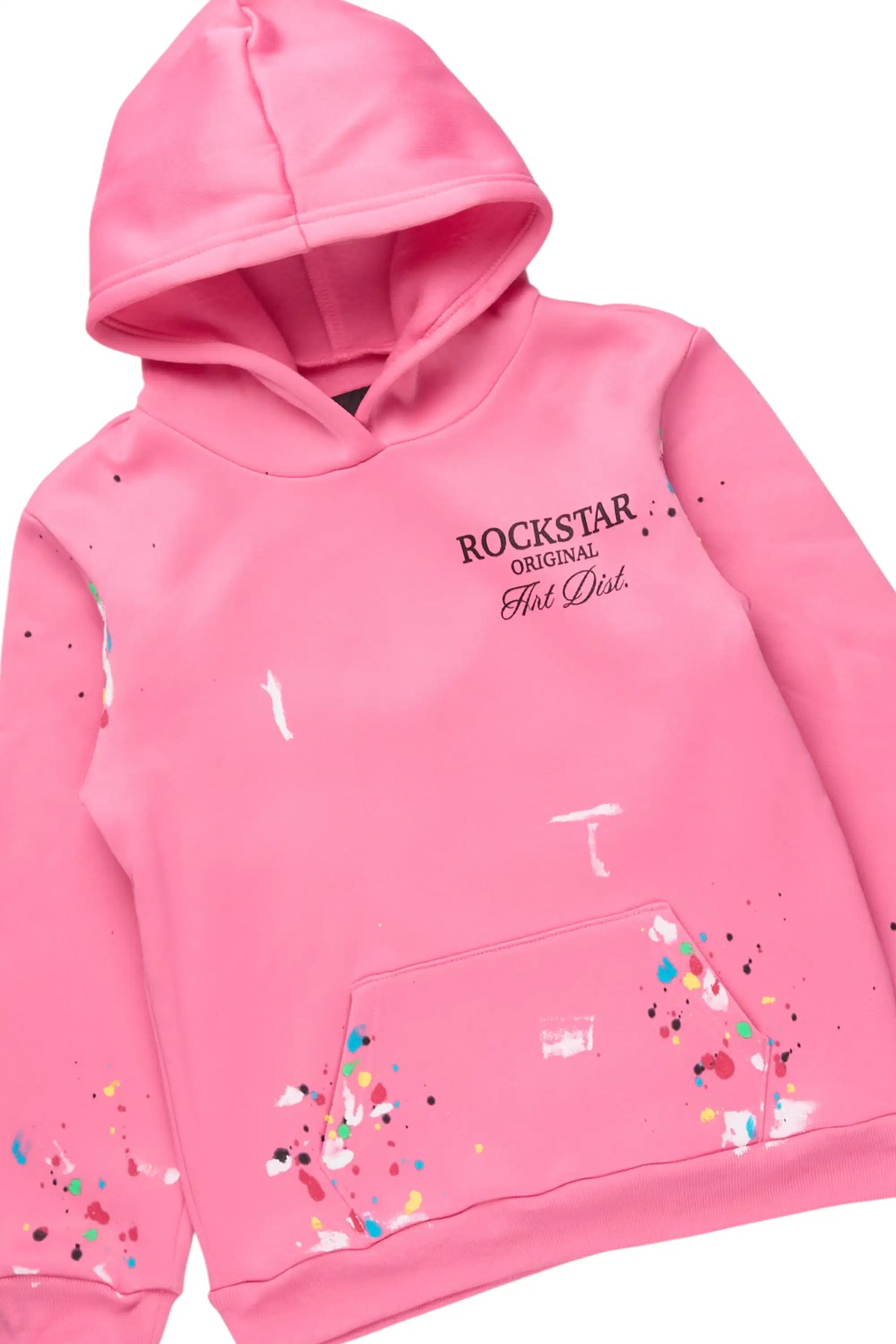 Girls Rockstar Art Dist. 2.0 Bubblegum Hoodie/Stacked Flare Track Set