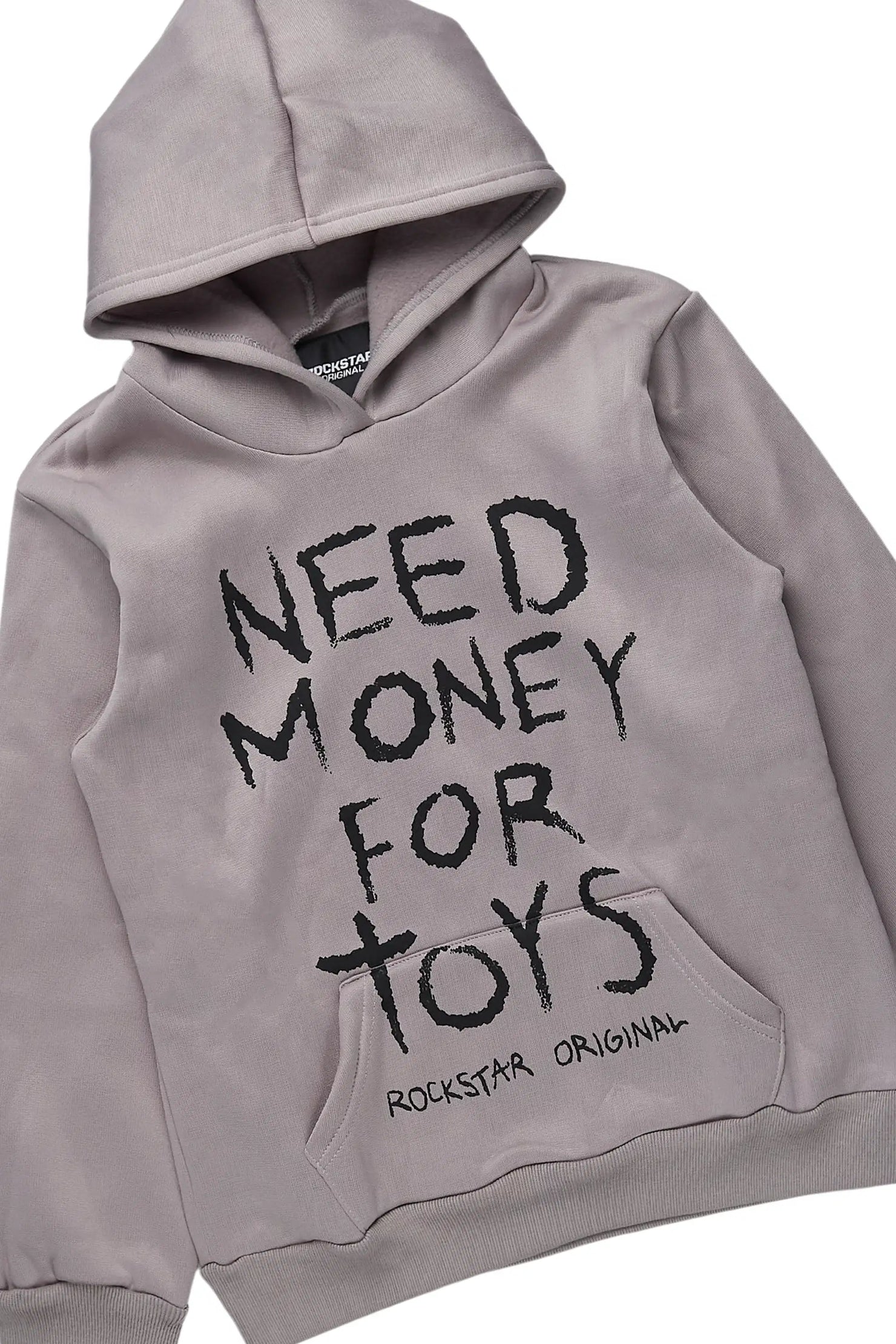 Boys M4 Toys Vintage Grey/Black Hoodie Stacked Track Set