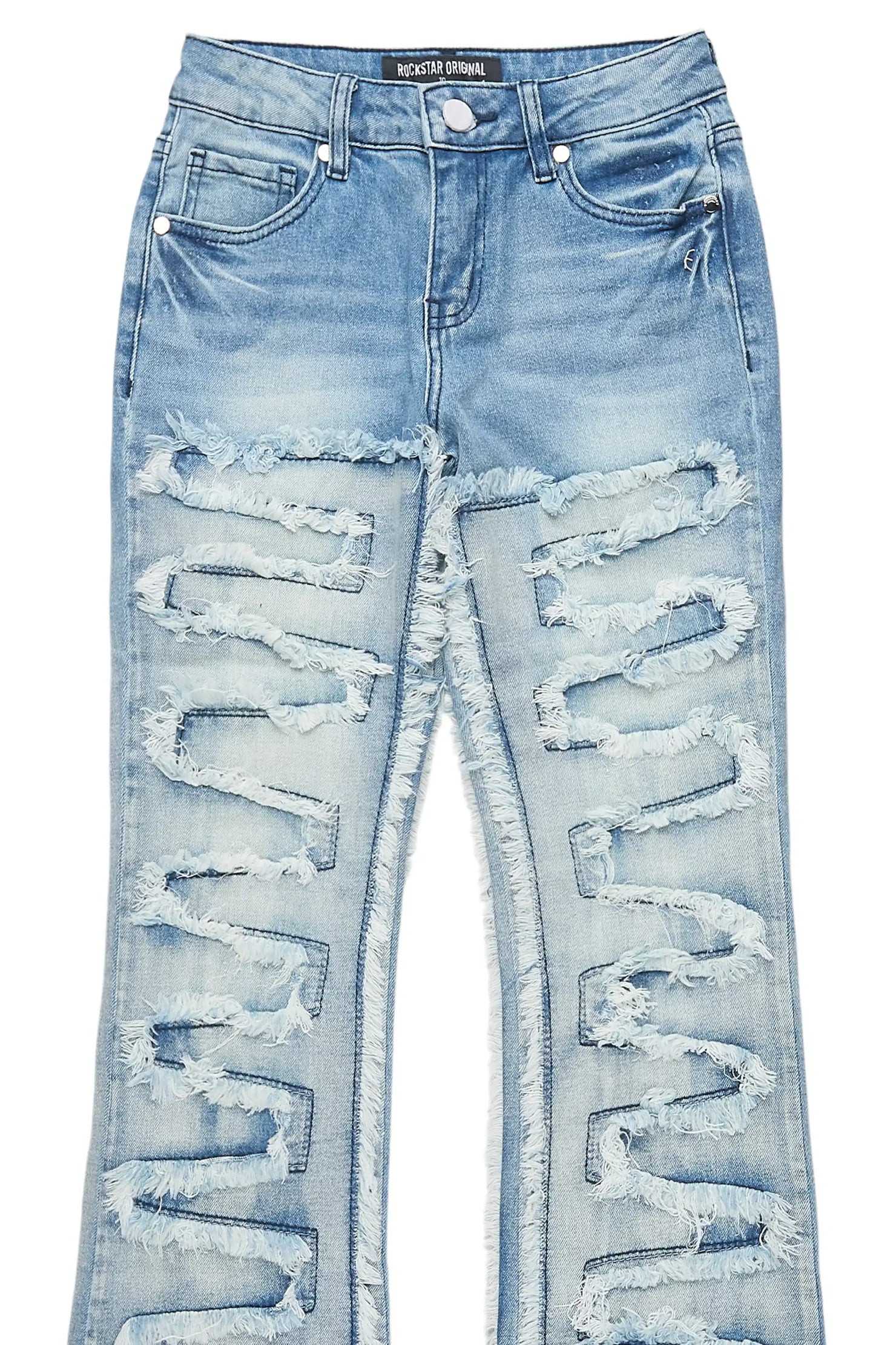 Girls Zariyah Medium Wash Stacked Flare Jean