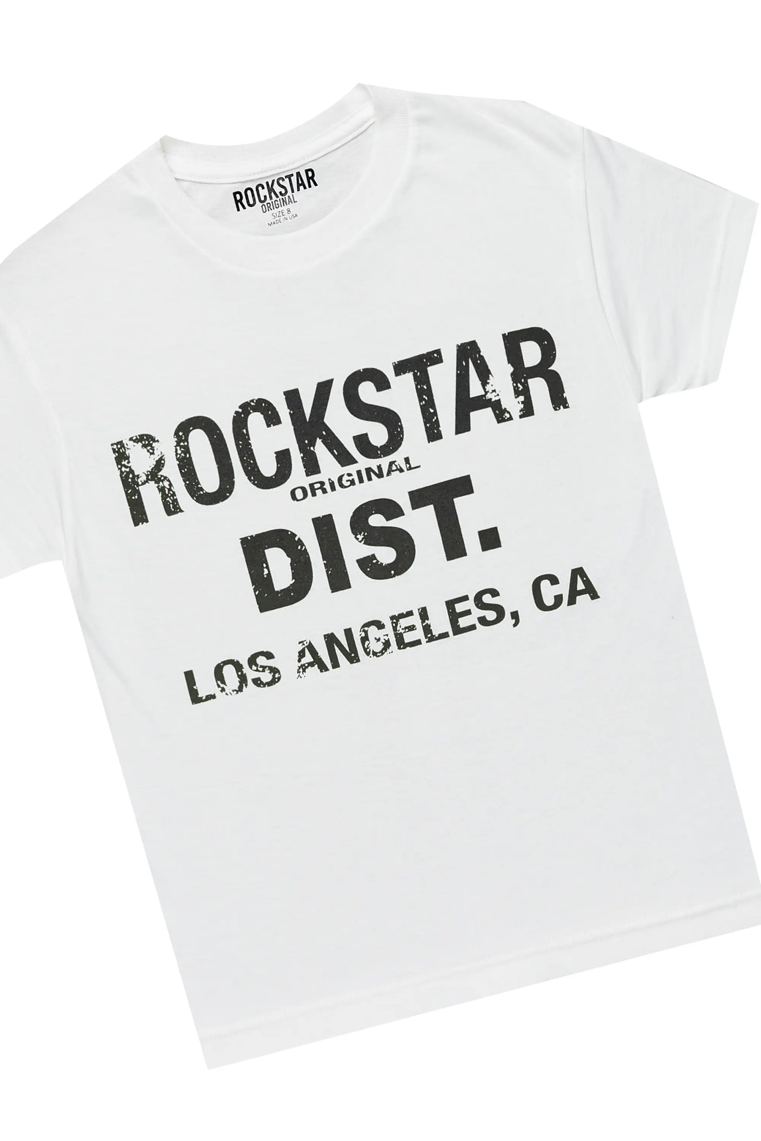 Boys Koen White T-Shirt/Stacked Flare PU Jean Set