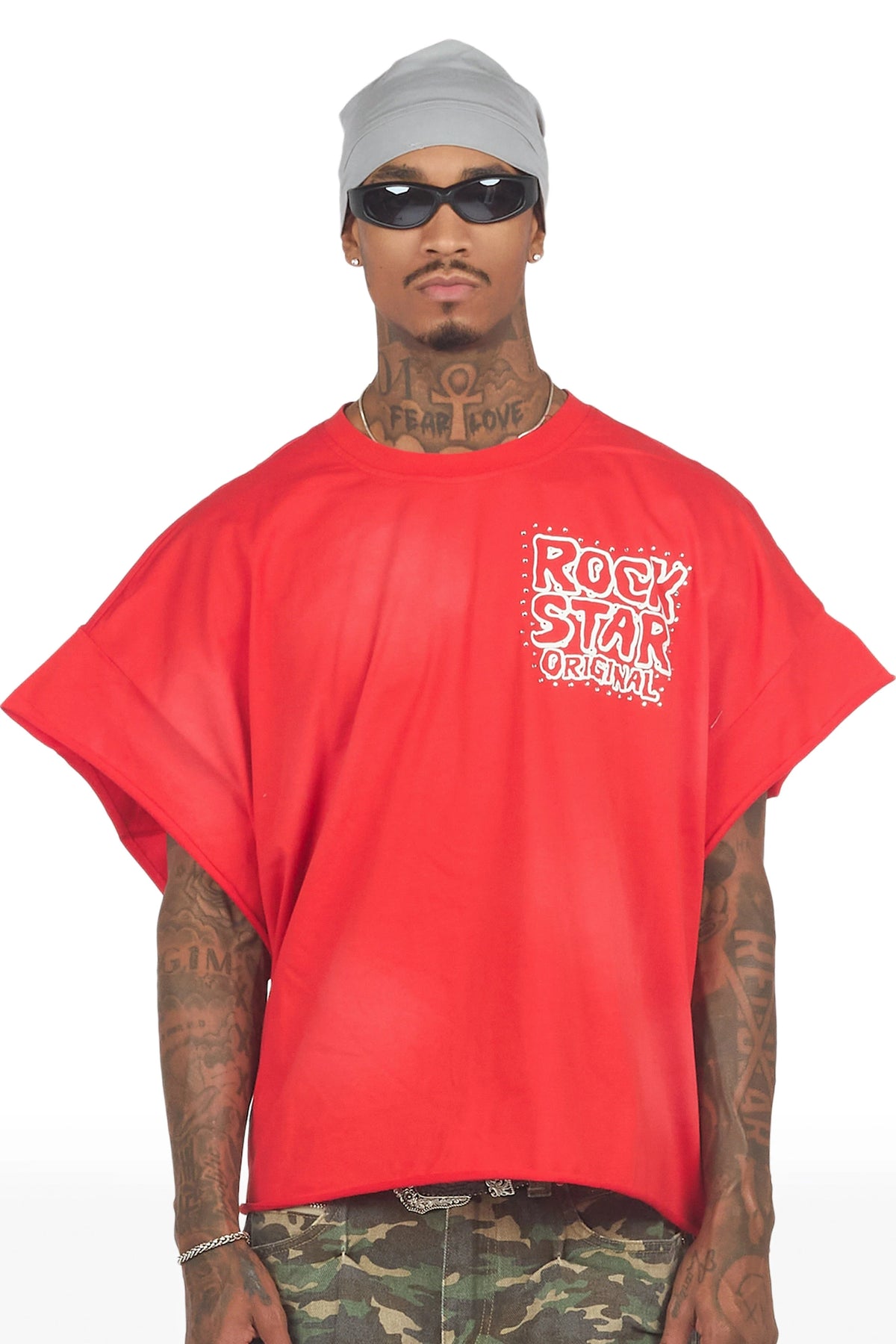 Marc Red Cut Sleeve Tee