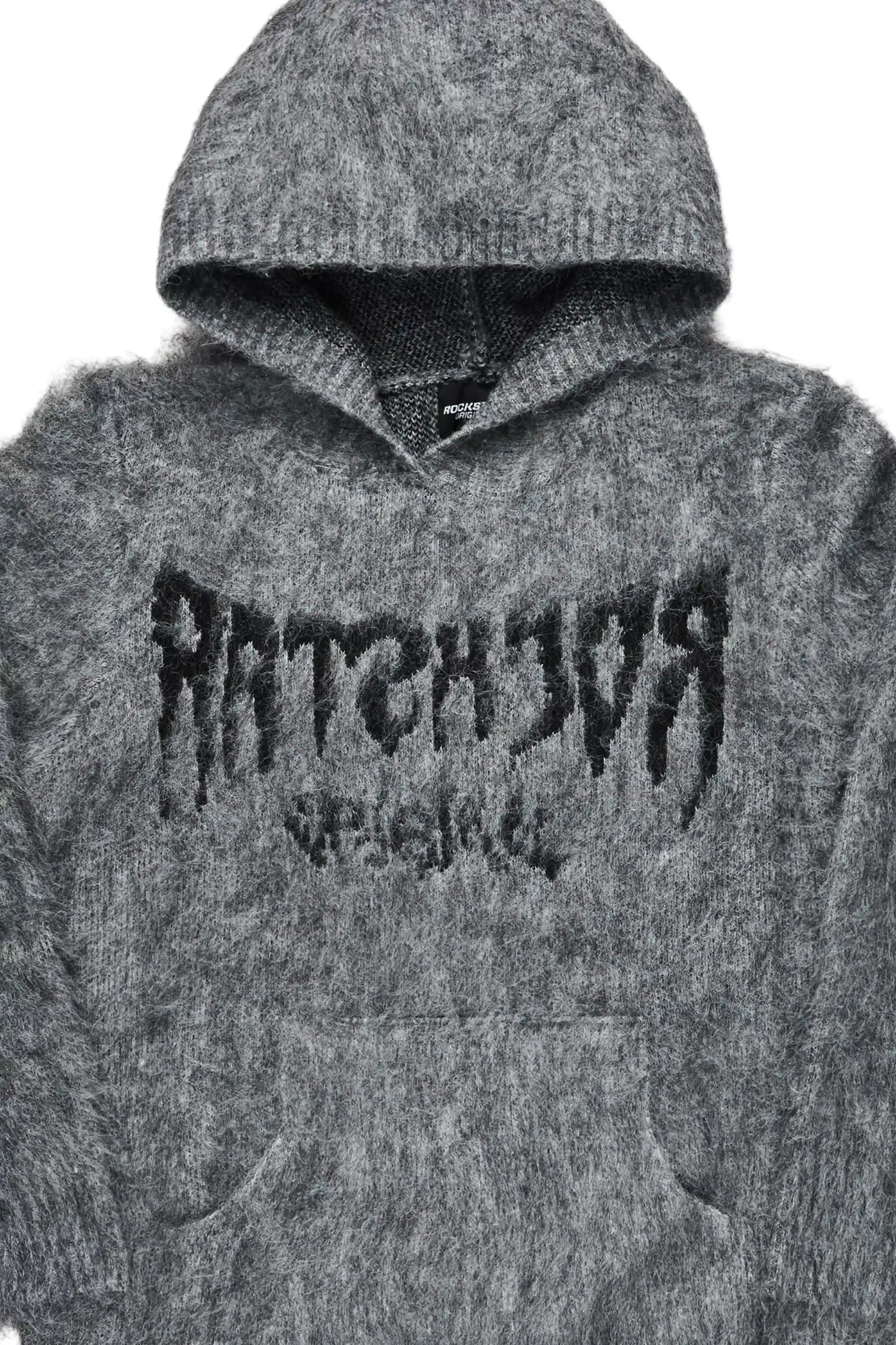 Andreas Black/Grey Reflected Graphic Knitted Hoodie