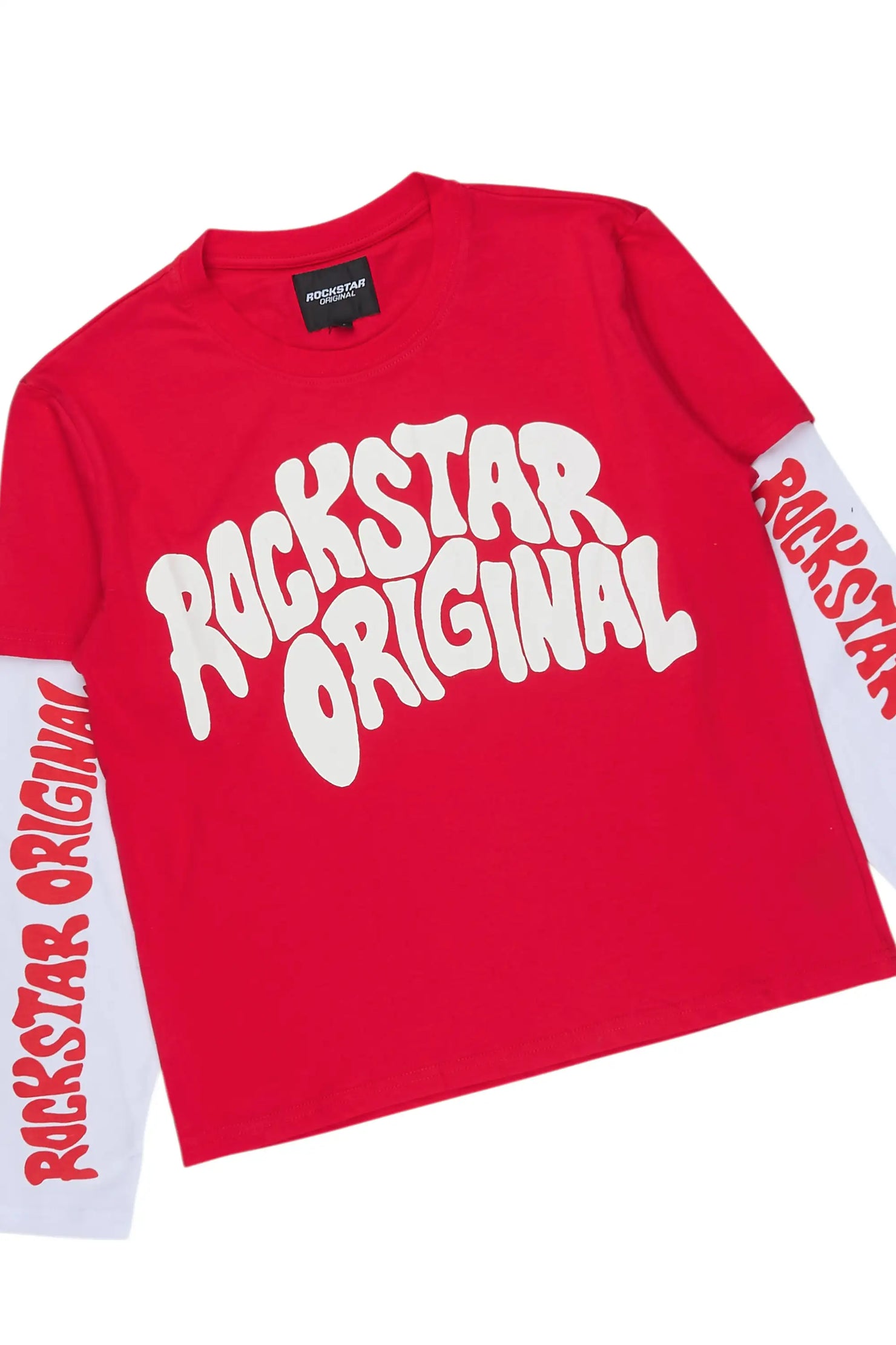 Boys Keymon Red/Blue Long Sleeve T-Shirt Denim Short Set