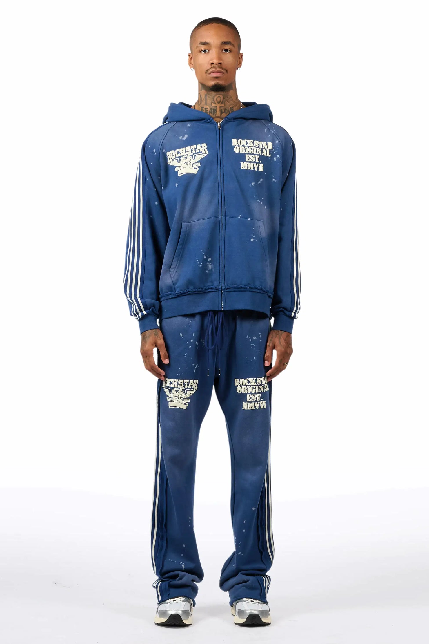 Manier Vintage Navy Hoodie/Straight Pant Track Set