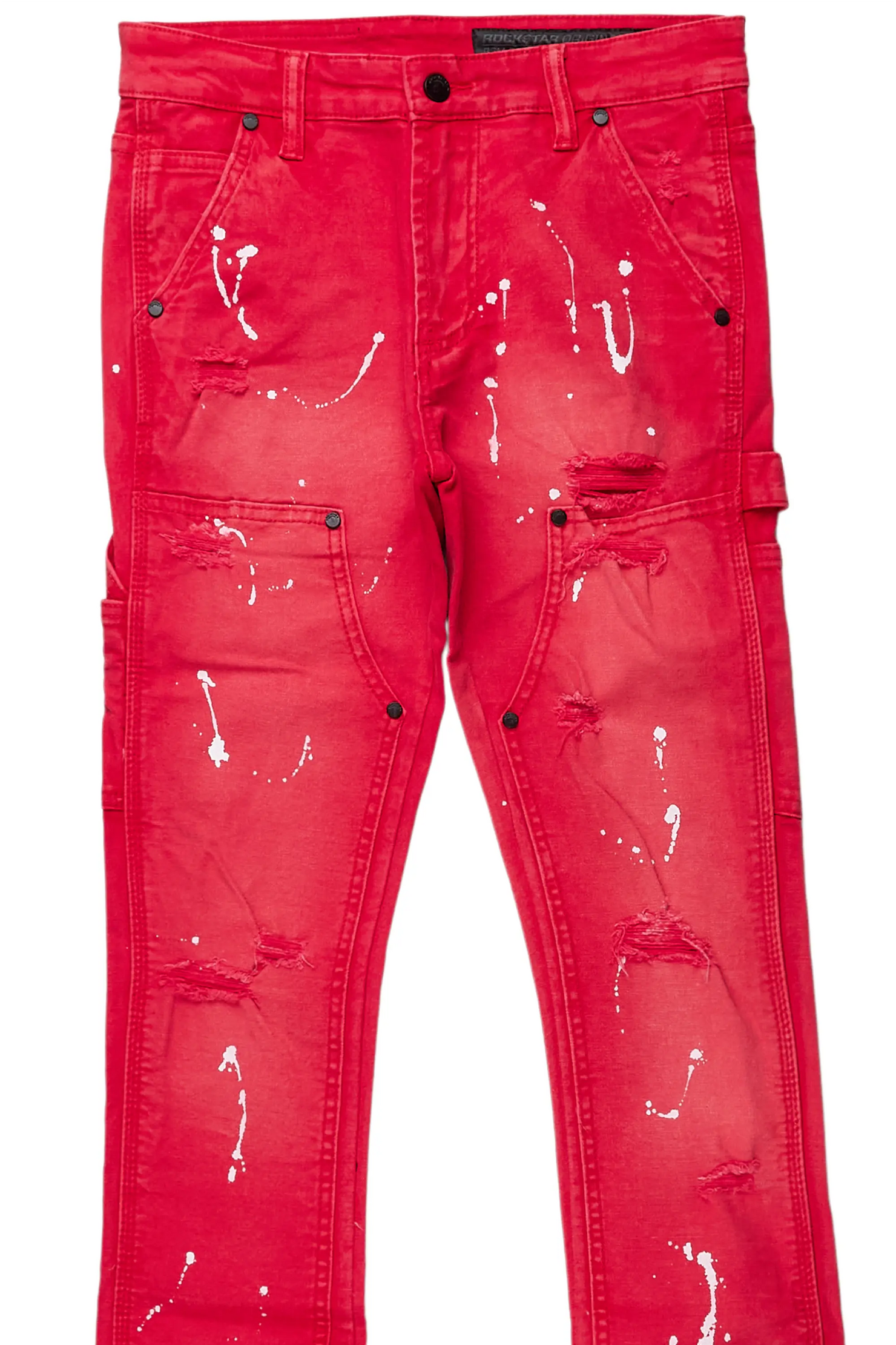 Thorton Red Stacked Flare Jean